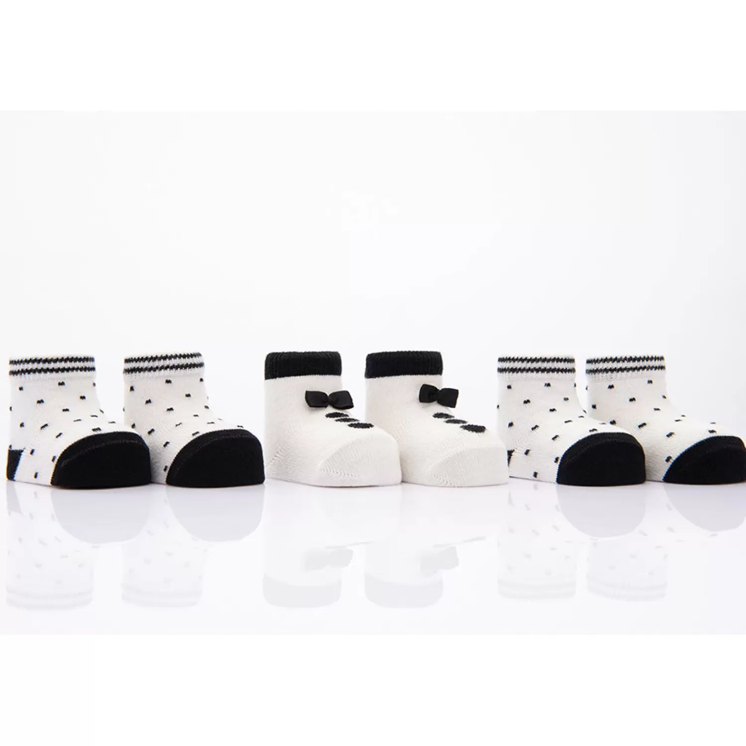 Baby^BANBLU 3Pc Bow Tie Print Socks Set White