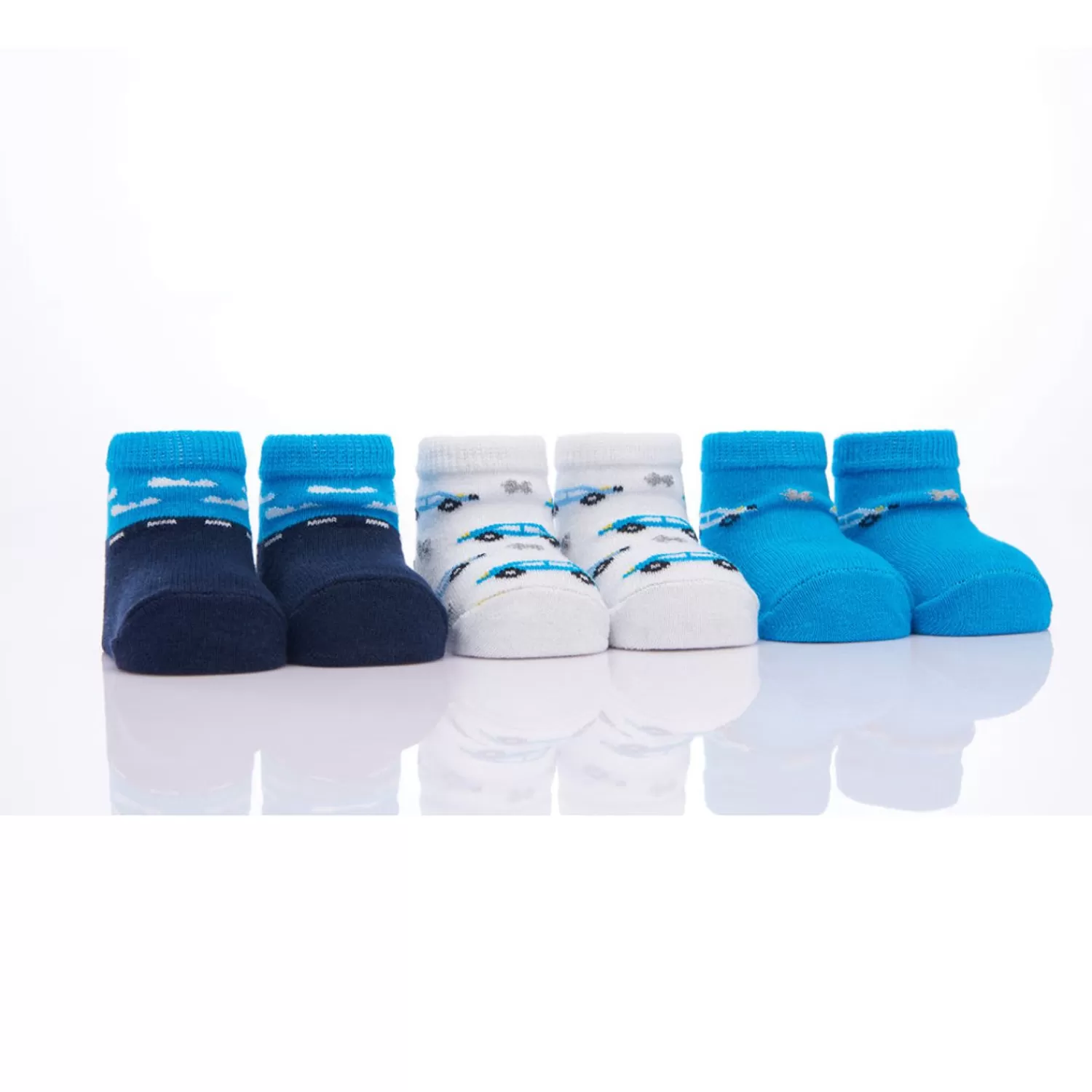 Accessories^BANBLU 3Pc Car Print Cotton Socks Set Blue