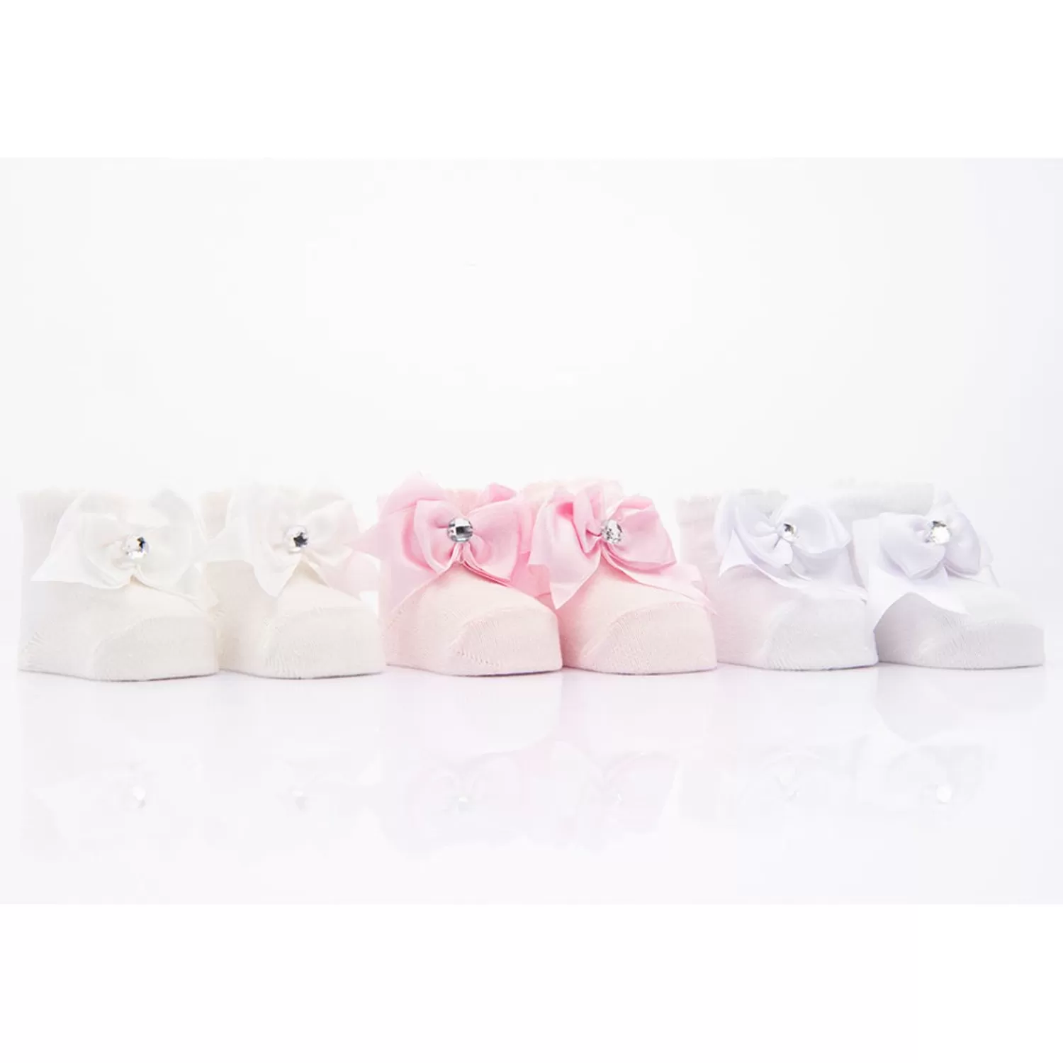 Baby^BANBLU 3Pc Crystal Bow Socks Set Pink