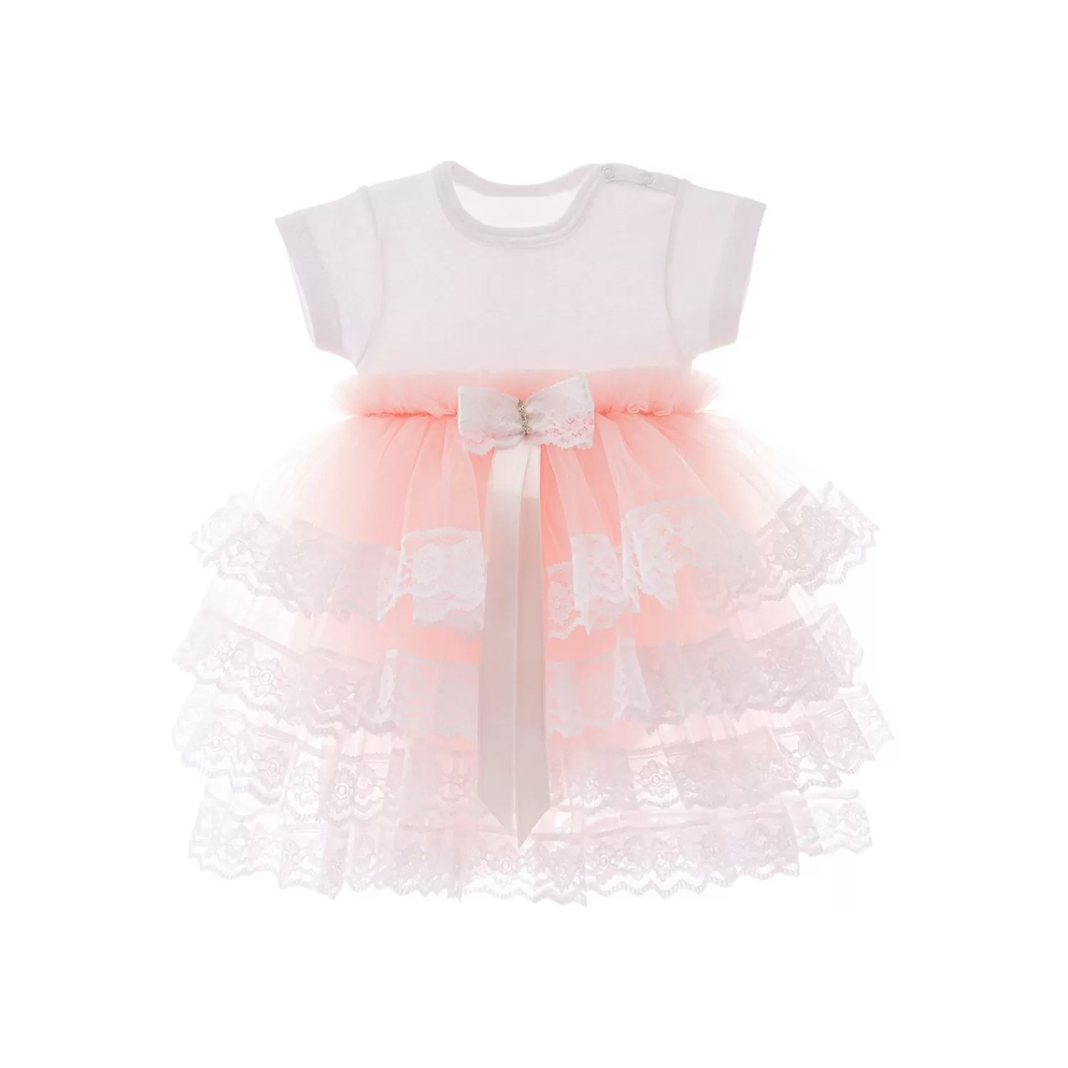 Baby^Tulleen Bella Vina Ruffle Babysuit Dress Pink