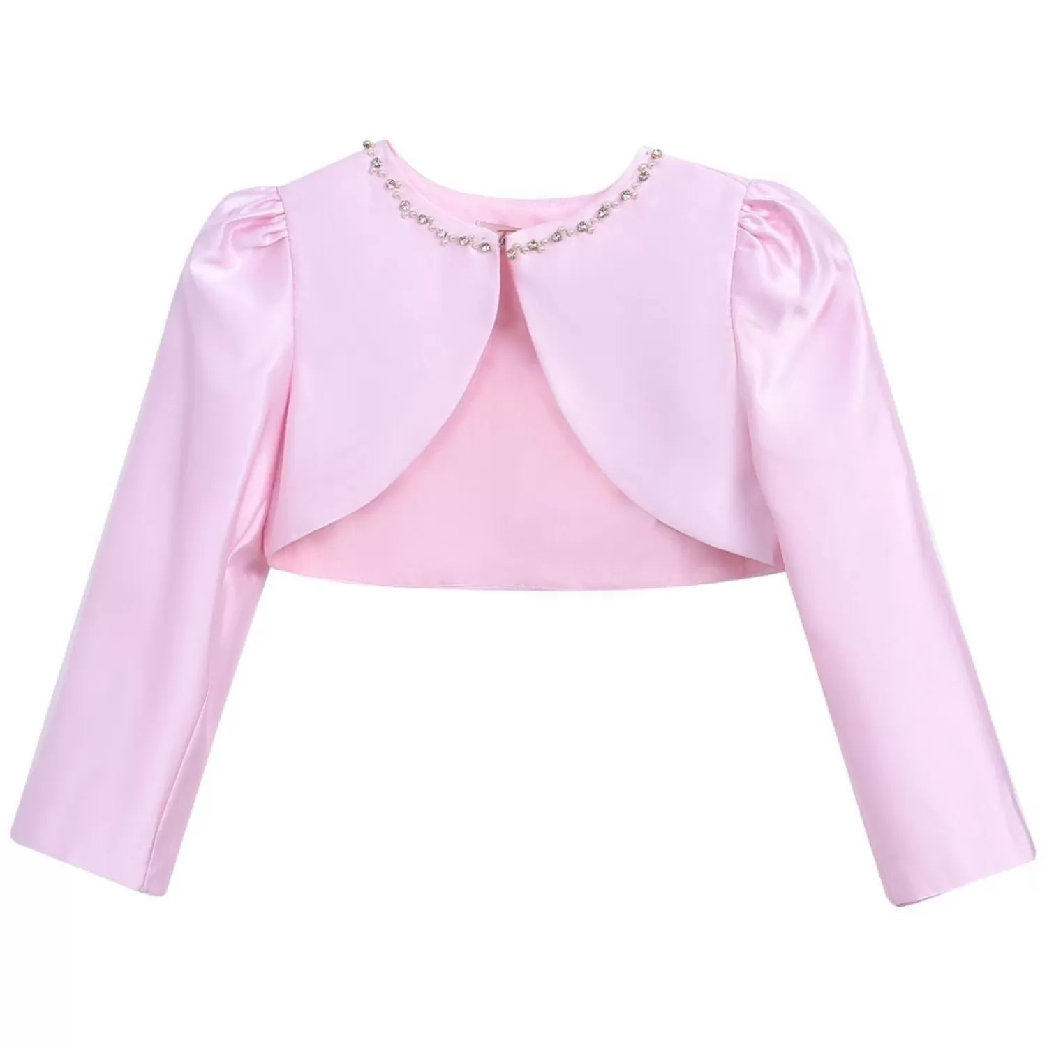 Accessories^Tulleen Blush Cropped Satin Cardigan Pink