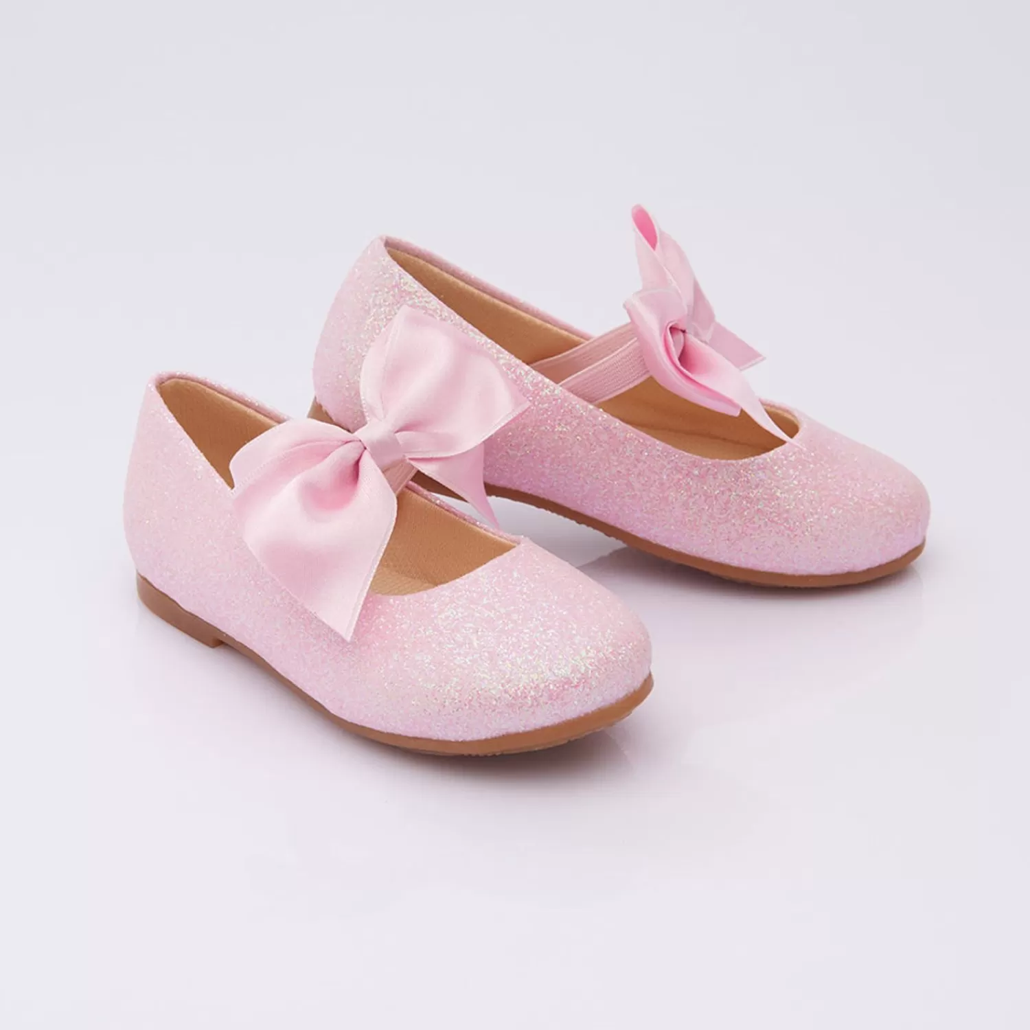 Shoes^Perla Bubblegum Glitter Elastic Bow Flats Pink