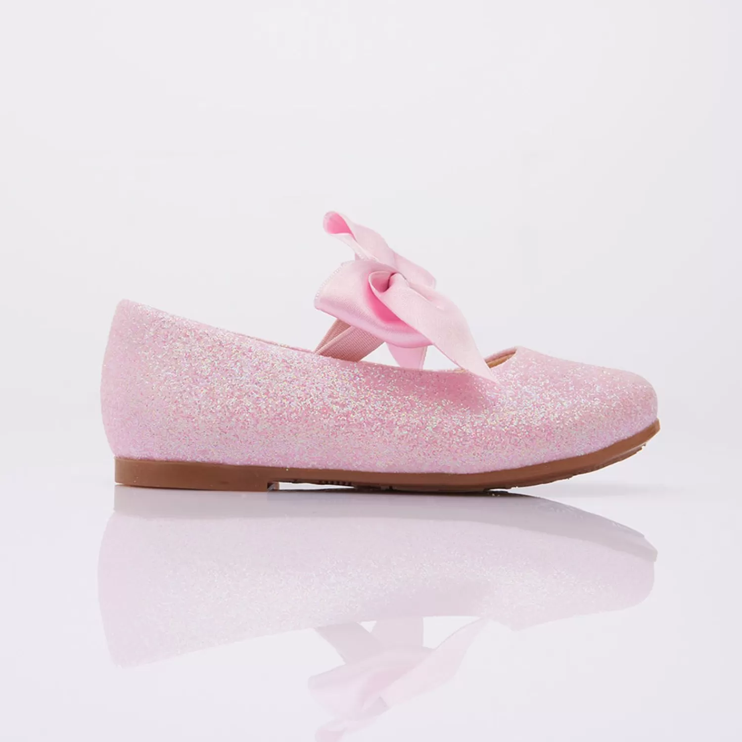 Shoes^Perla Bubblegum Glitter Elastic Bow Flats Pink