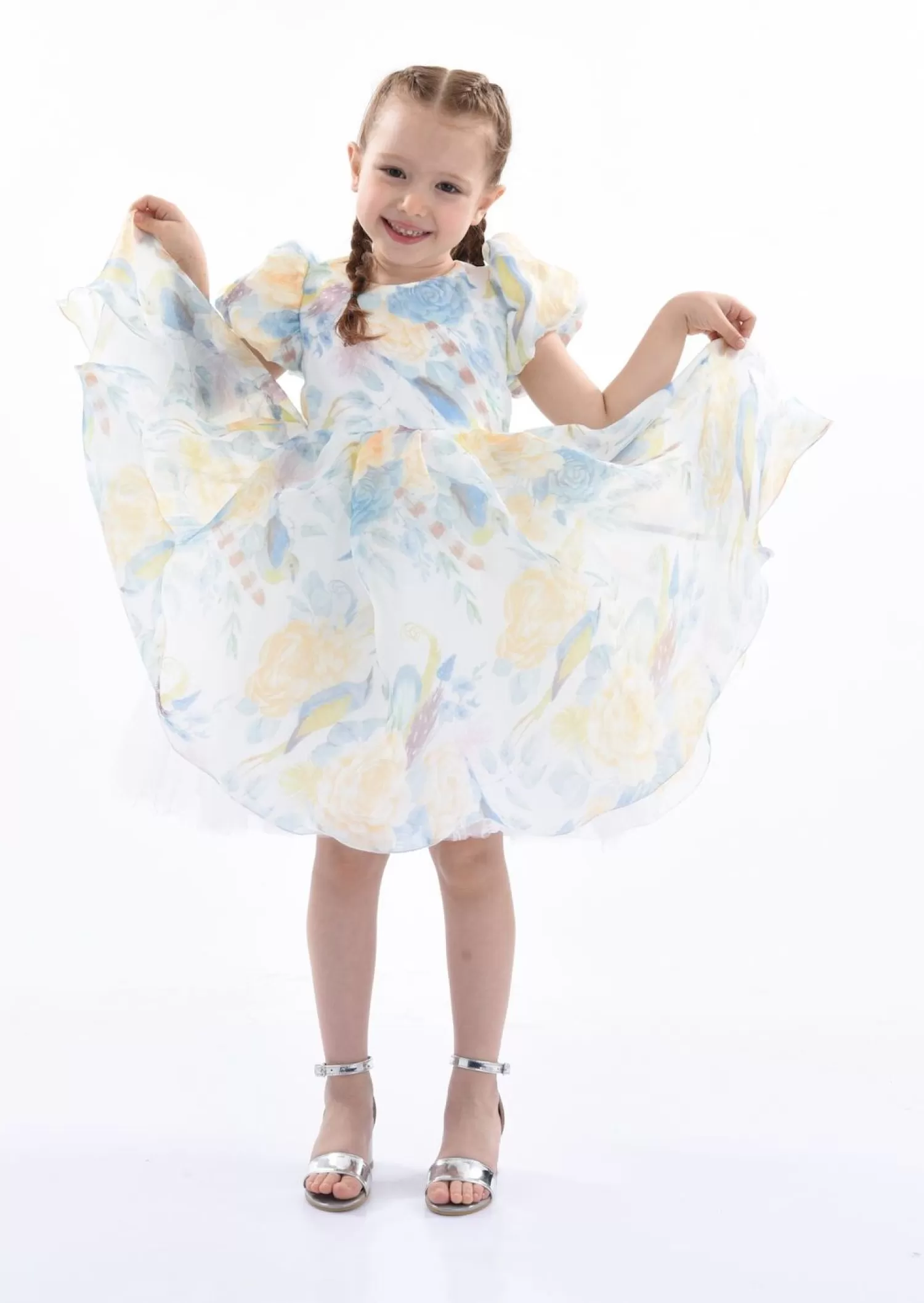 Dresses^Tulleen Chablis Floral Garden Organza Dress Blue