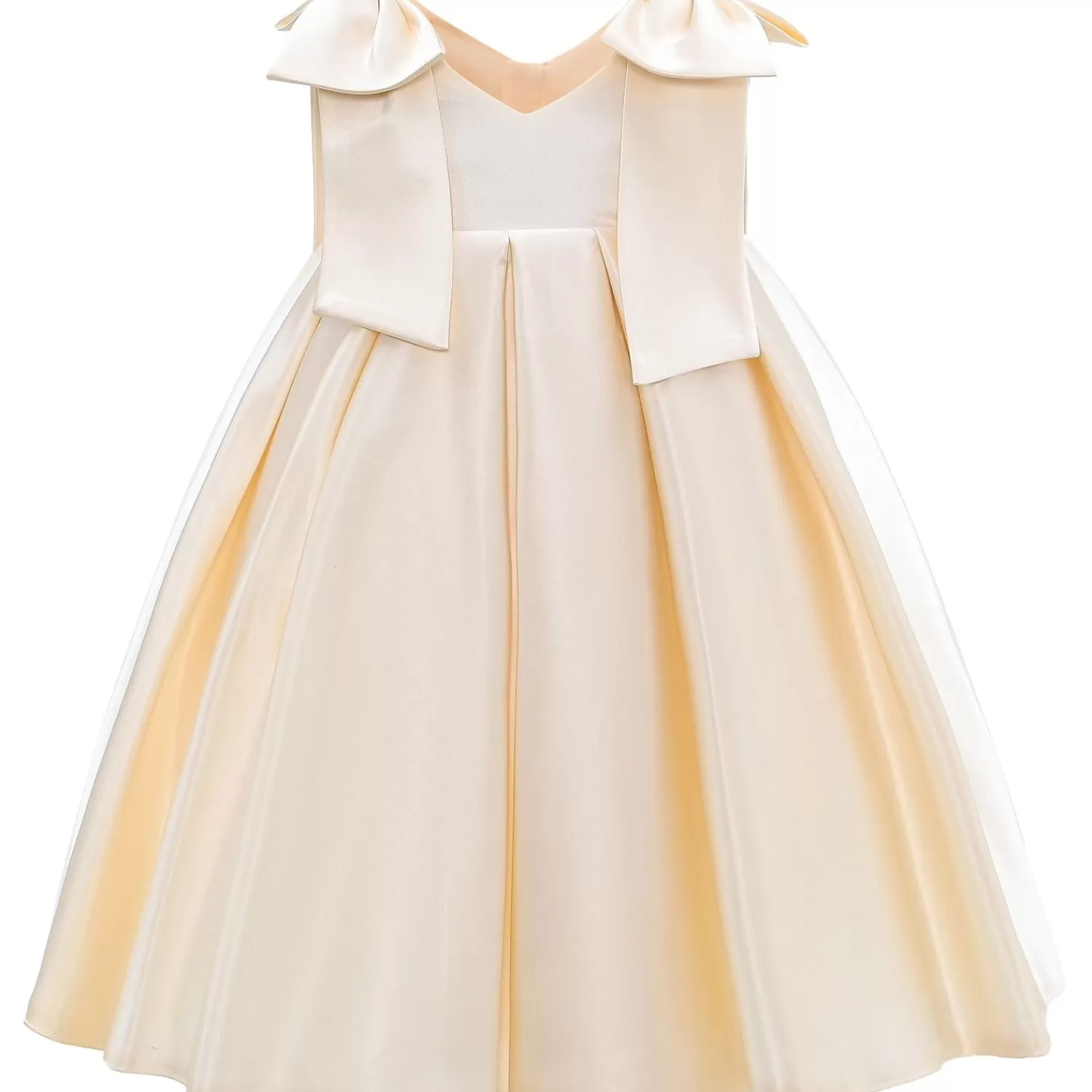 Dresses^Tulleen Champagne Palermo Satin Bow Pleated Dress Gold