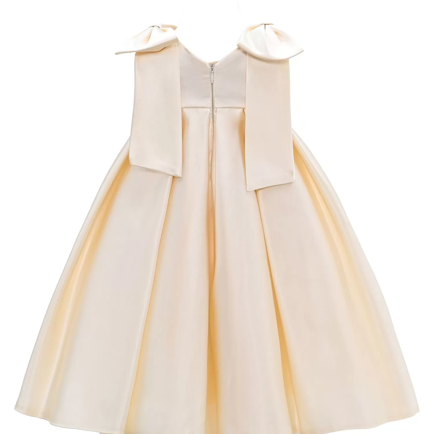 Dresses^Tulleen Champagne Palermo Satin Bow Pleated Dress Gold