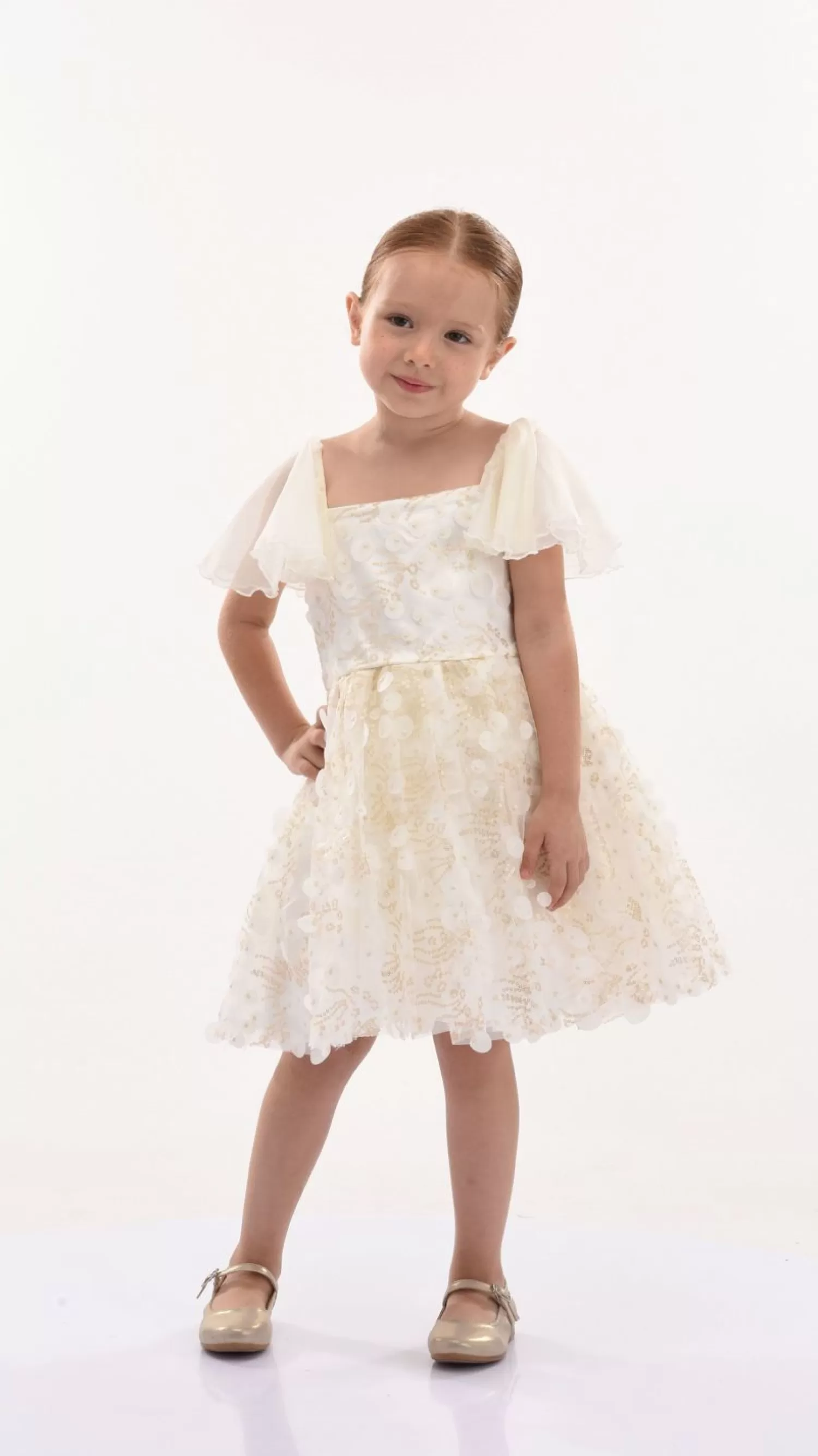 Mimi Tutu^Mimi Tutu Cream Jolene Polka Dot Applique Dress Ivory