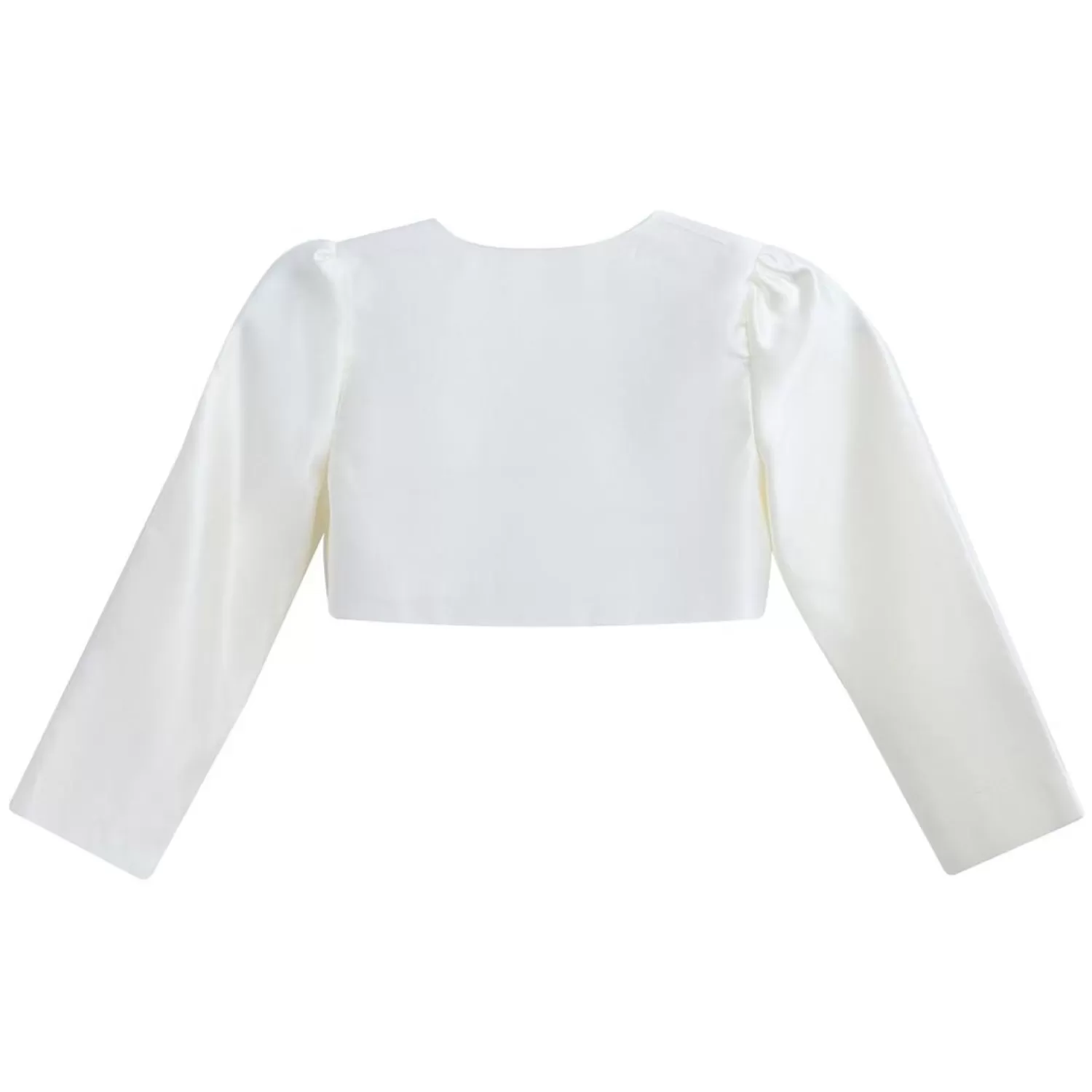 Accessories^Tulleen Cropped Satin Cardigan Cream