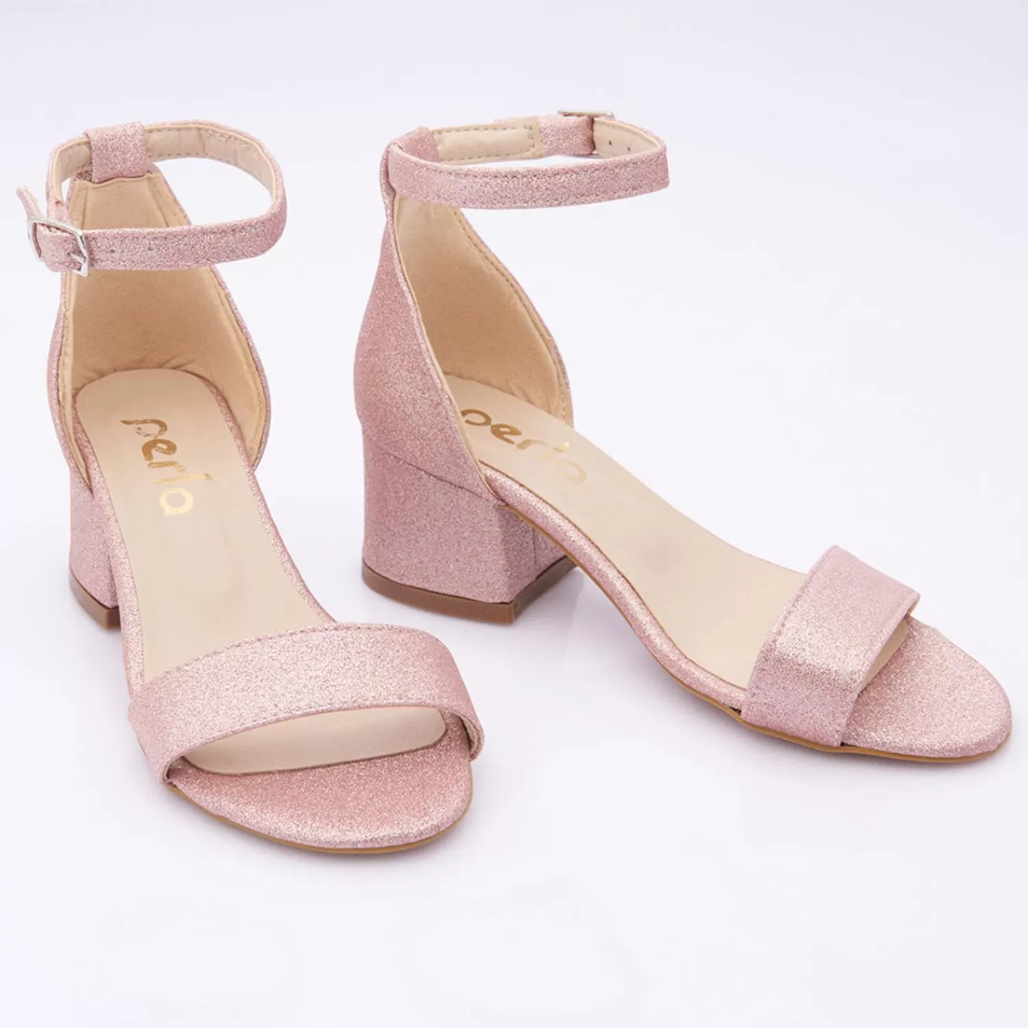 Shoes^Perla Dark Glitter Strap Heels Pink