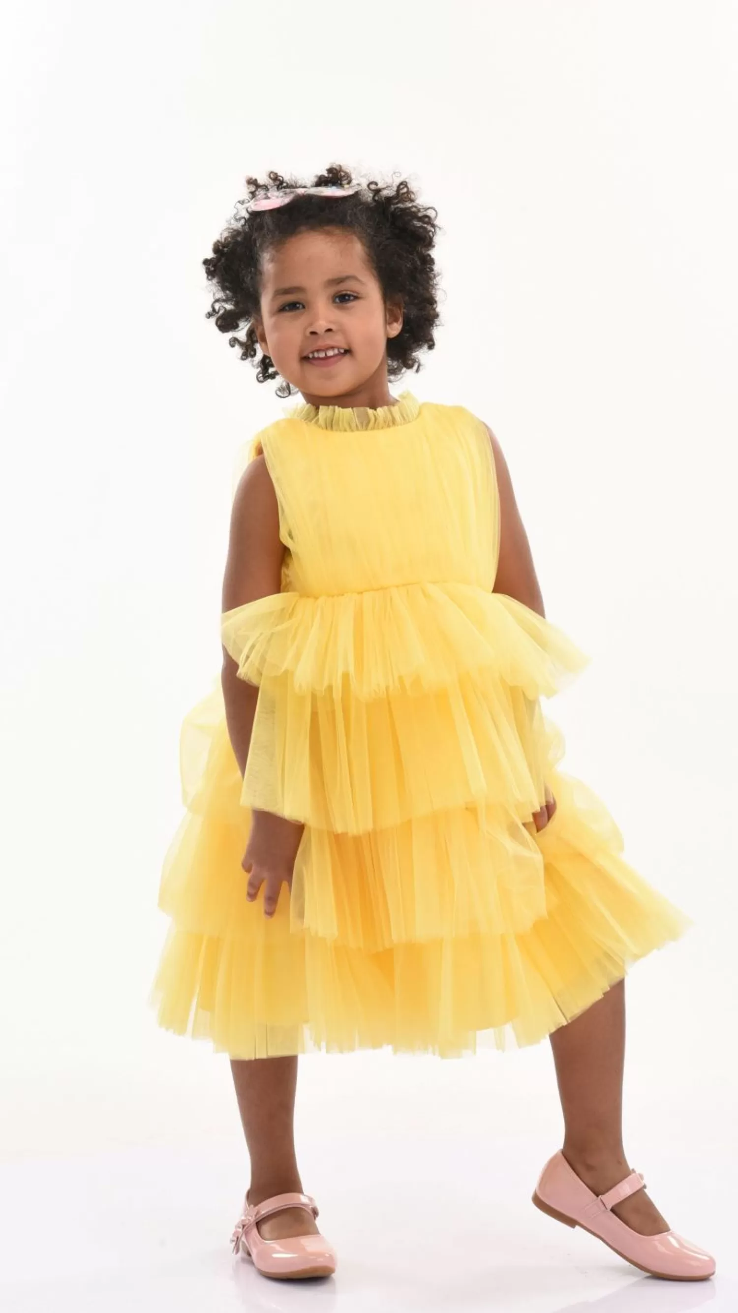 Dresses^Tulleen Farvue Tiered Tulle Dress Yellow