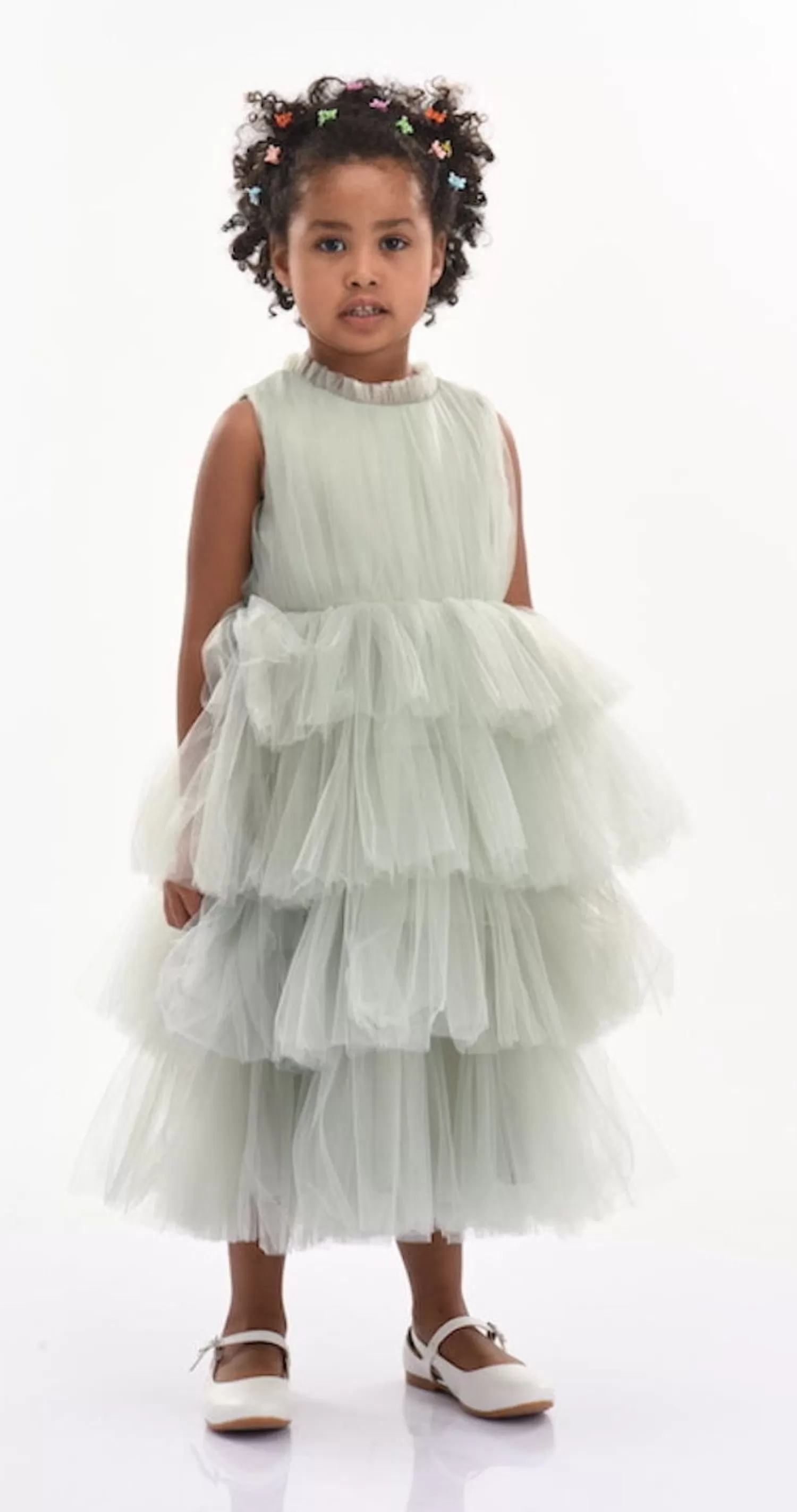 Dresses^Tulleen Farvue Tiered Tulle Dress Green