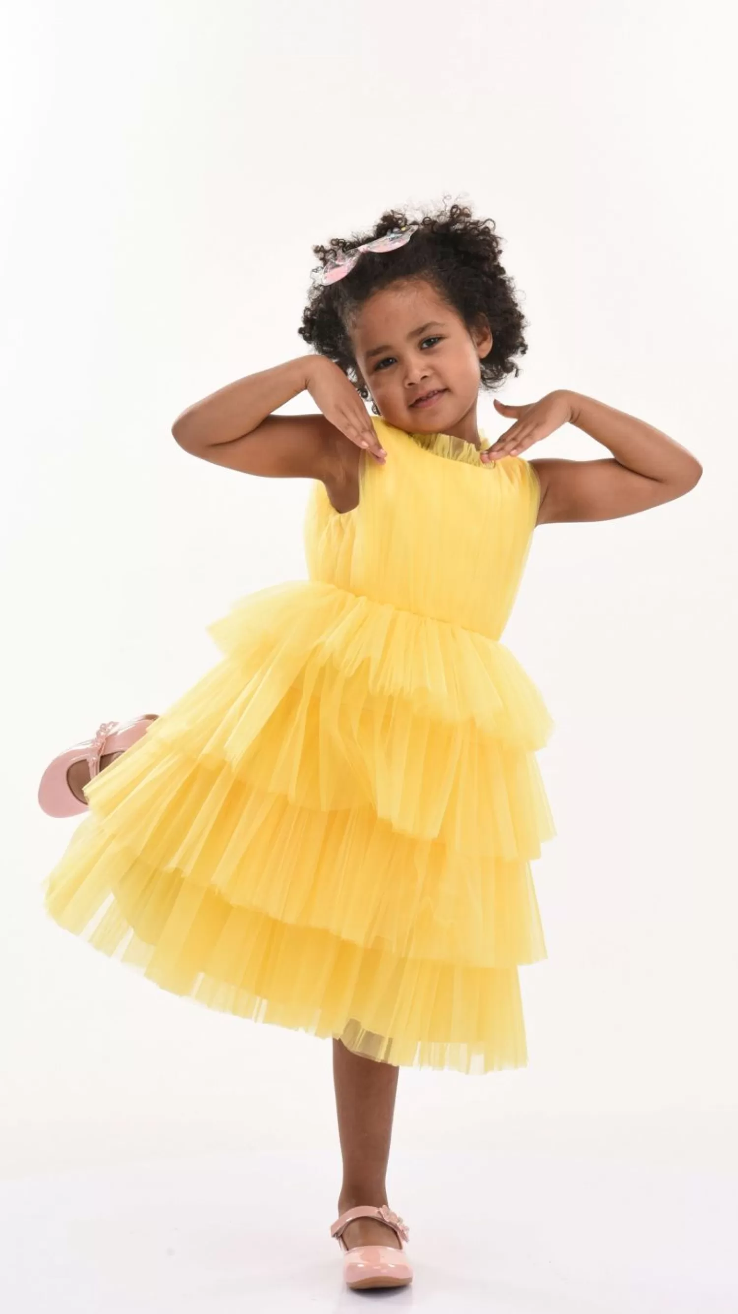 Dresses^Tulleen Farvue Tiered Tulle Dress Yellow