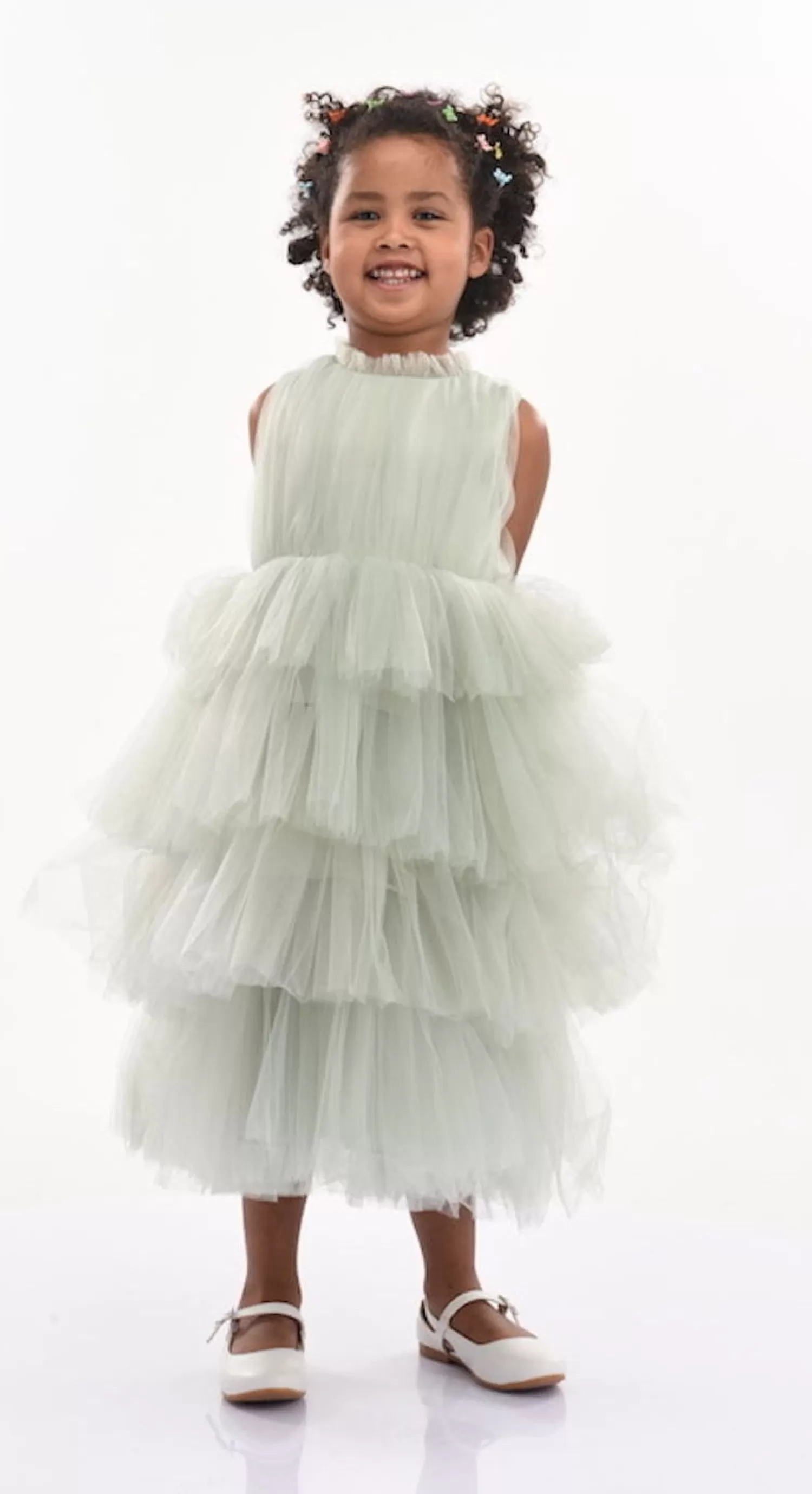 Dresses^Tulleen Farvue Tiered Tulle Dress Green