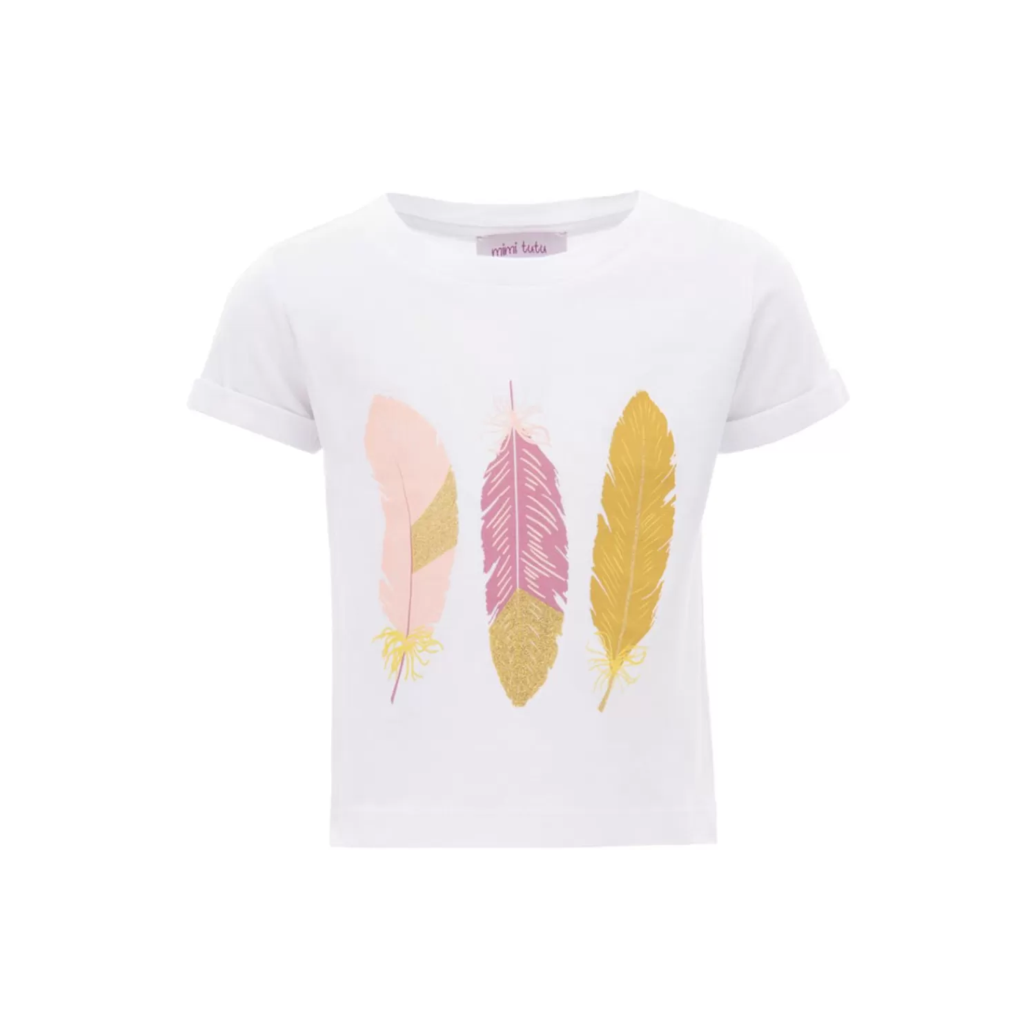 T-Shirts^Mimi Tutu Feather Graphic T-Shirt White