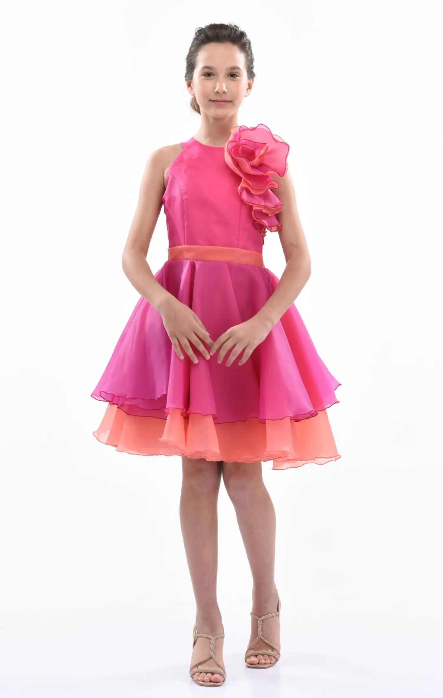 Dresses^Tulleen Fuchsia Estancia Halter Organza Dress Pink