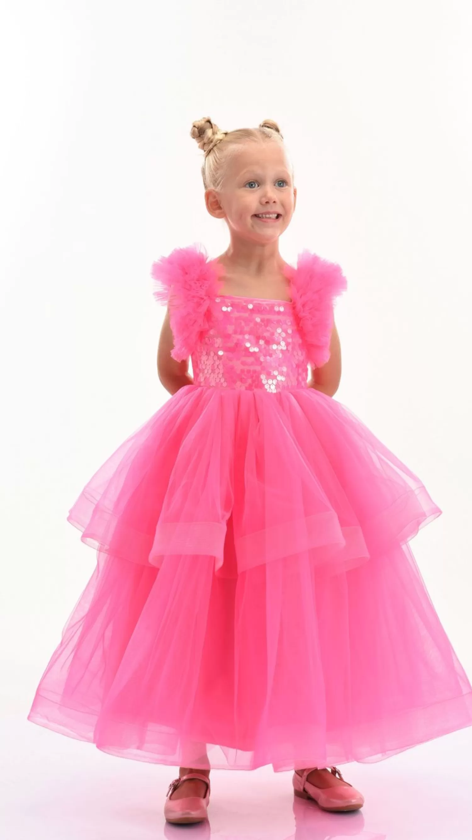 Mimi Tutu^Mimi Tutu Fuchsia Peralta Sequin Ruffle Tulle Dress Pink