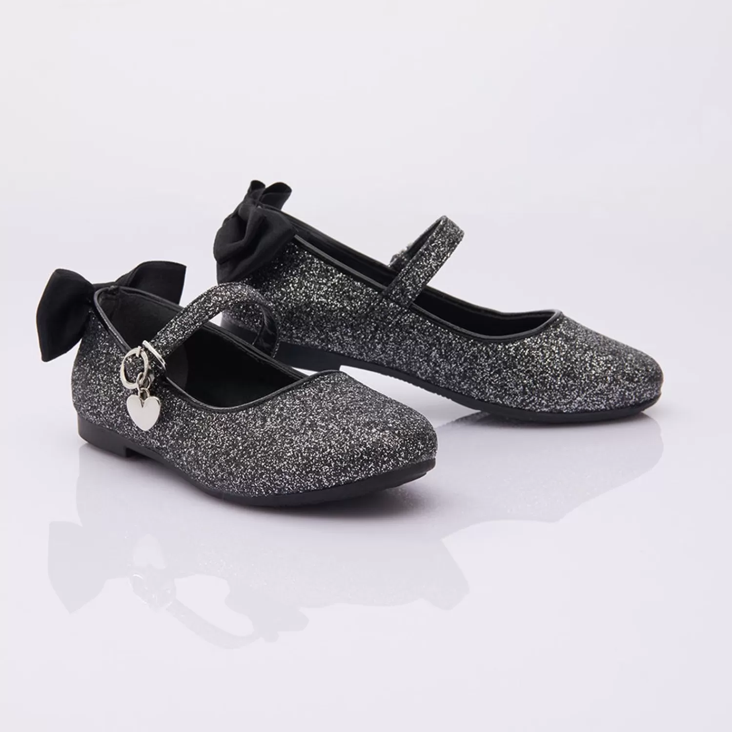 Shoes^Perla Glitter Bow Flats Black