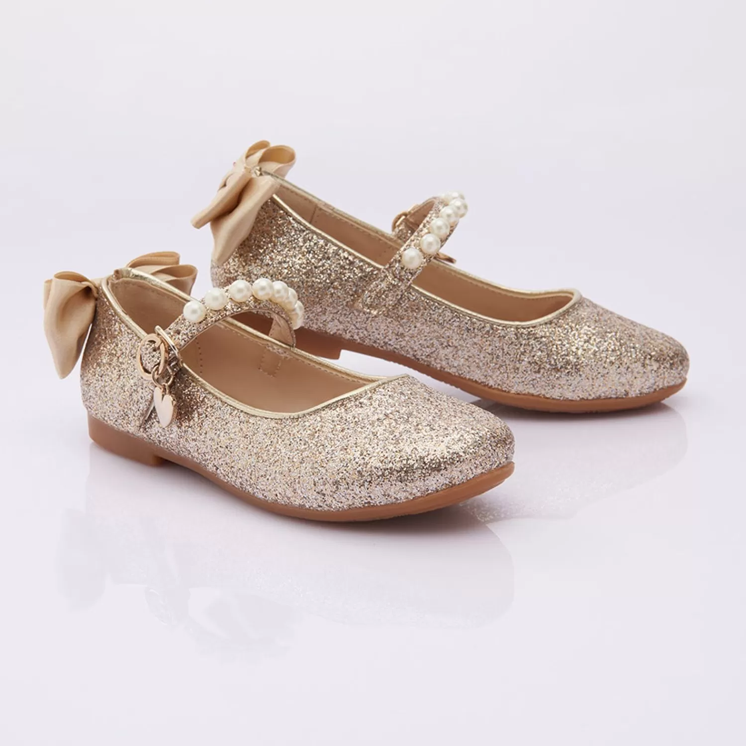 Shoes^Perla Glitter Bow Flats Gold