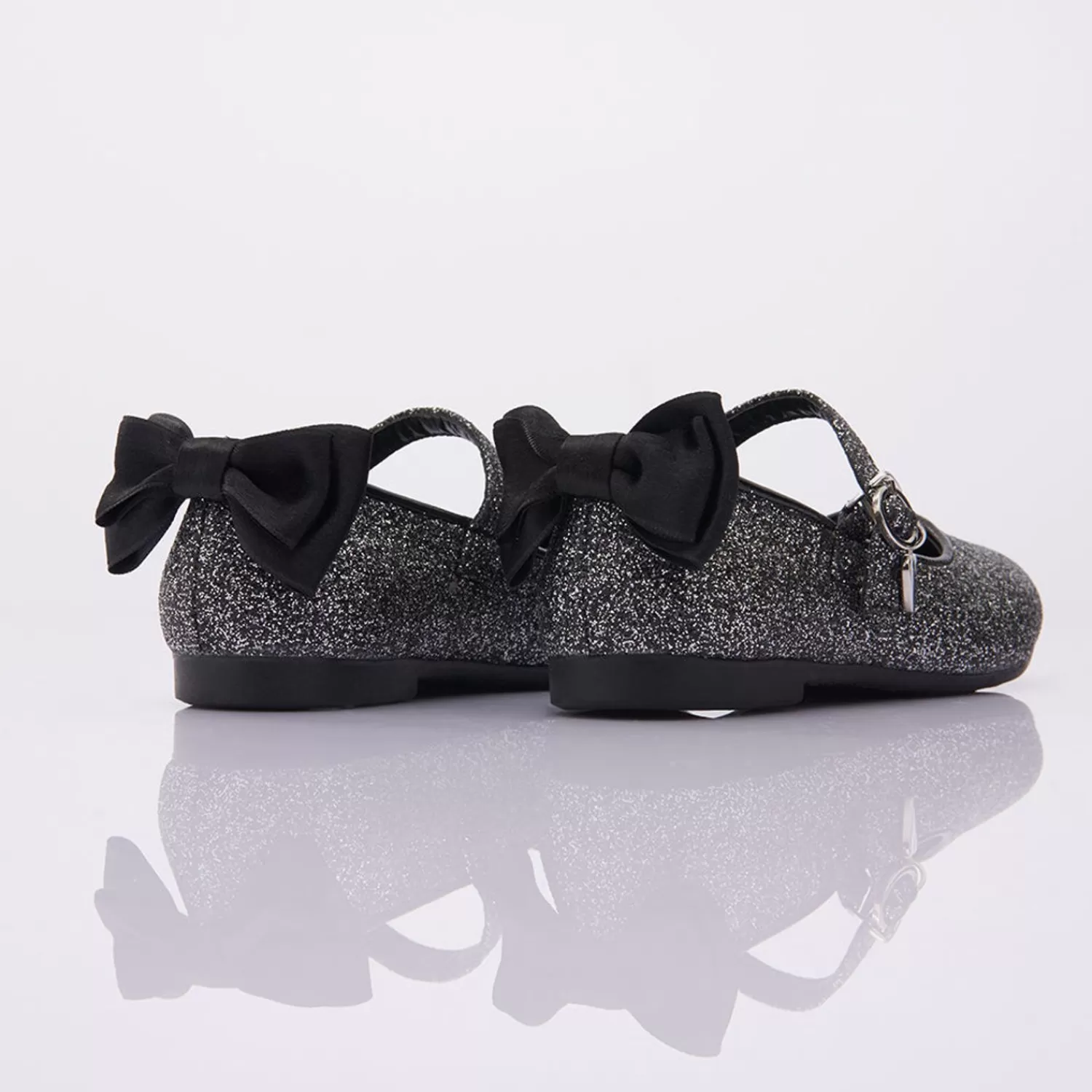 Shoes^Perla Glitter Bow Flats Black