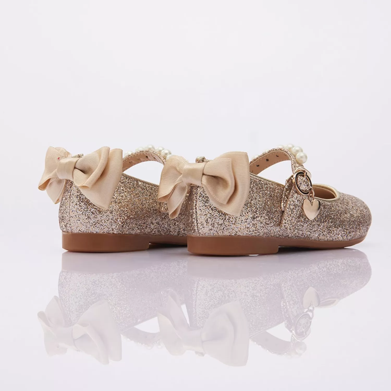 Shoes^Perla Glitter Bow Flats Gold