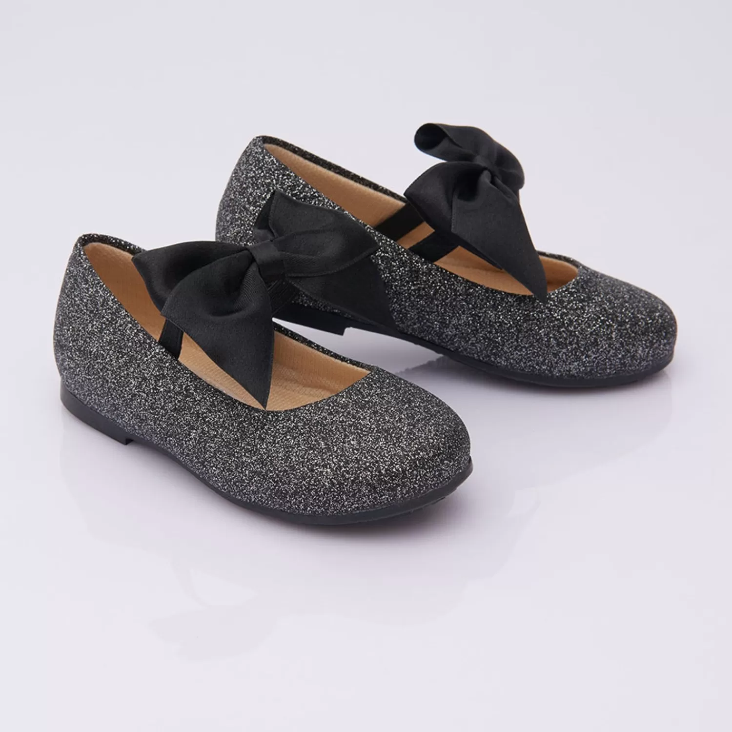 Shoes^Perla Glitter Elastic Bow Flats Black