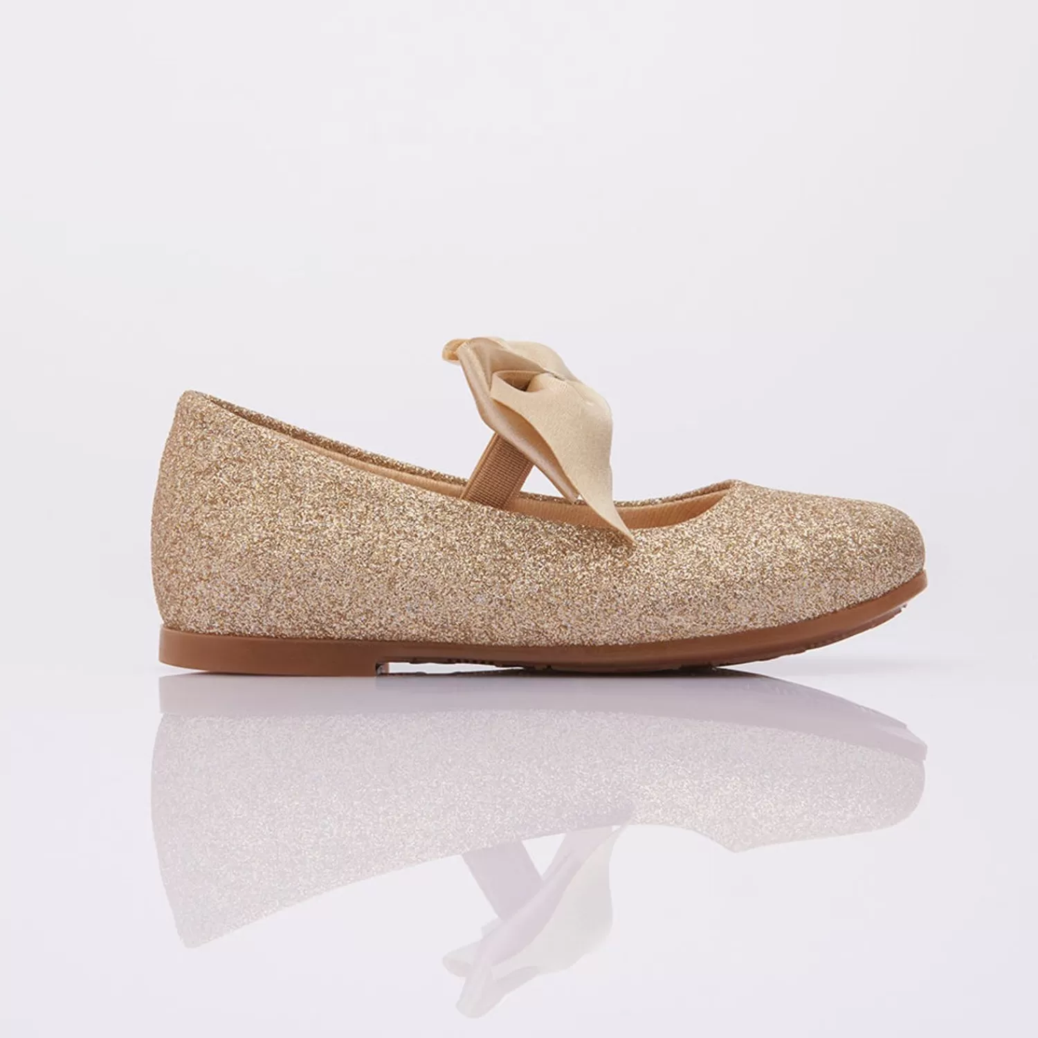 Shoes^Perla Glitter Elastic Bow Flats Gold