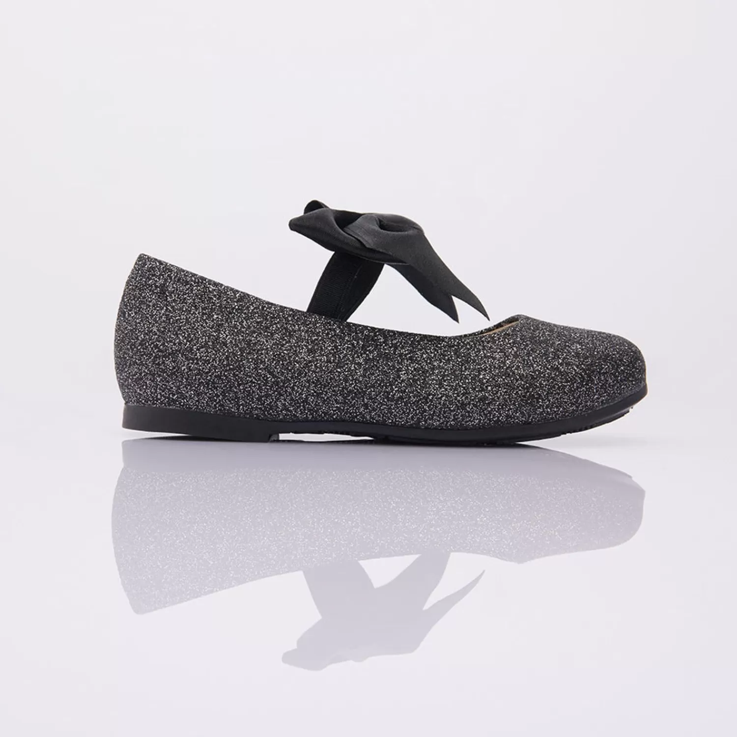 Shoes^Perla Glitter Elastic Bow Flats Black