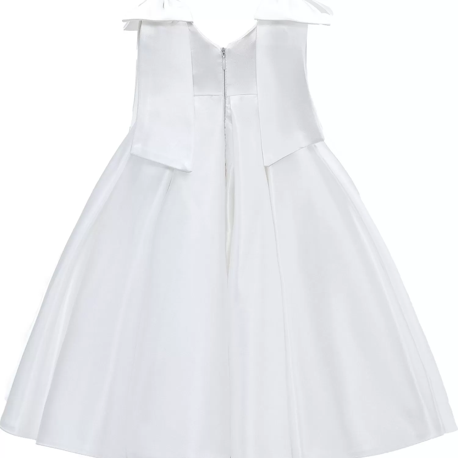 Baby^Tulleen Ivory Palermo Satin Bow Pleated Dress White