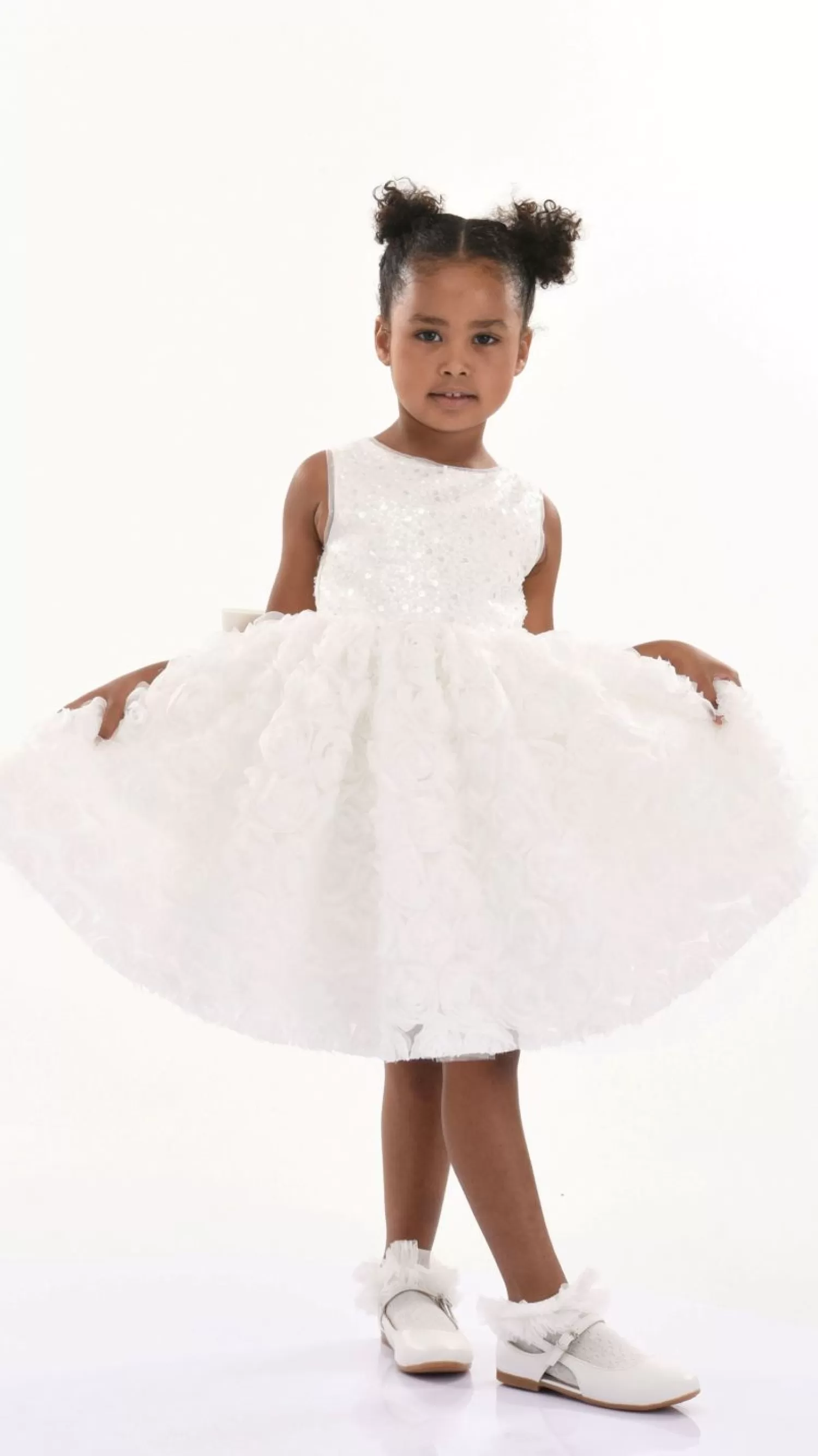 Dresses^Tulleen Kreisler Sequin Bow Rose Dress White