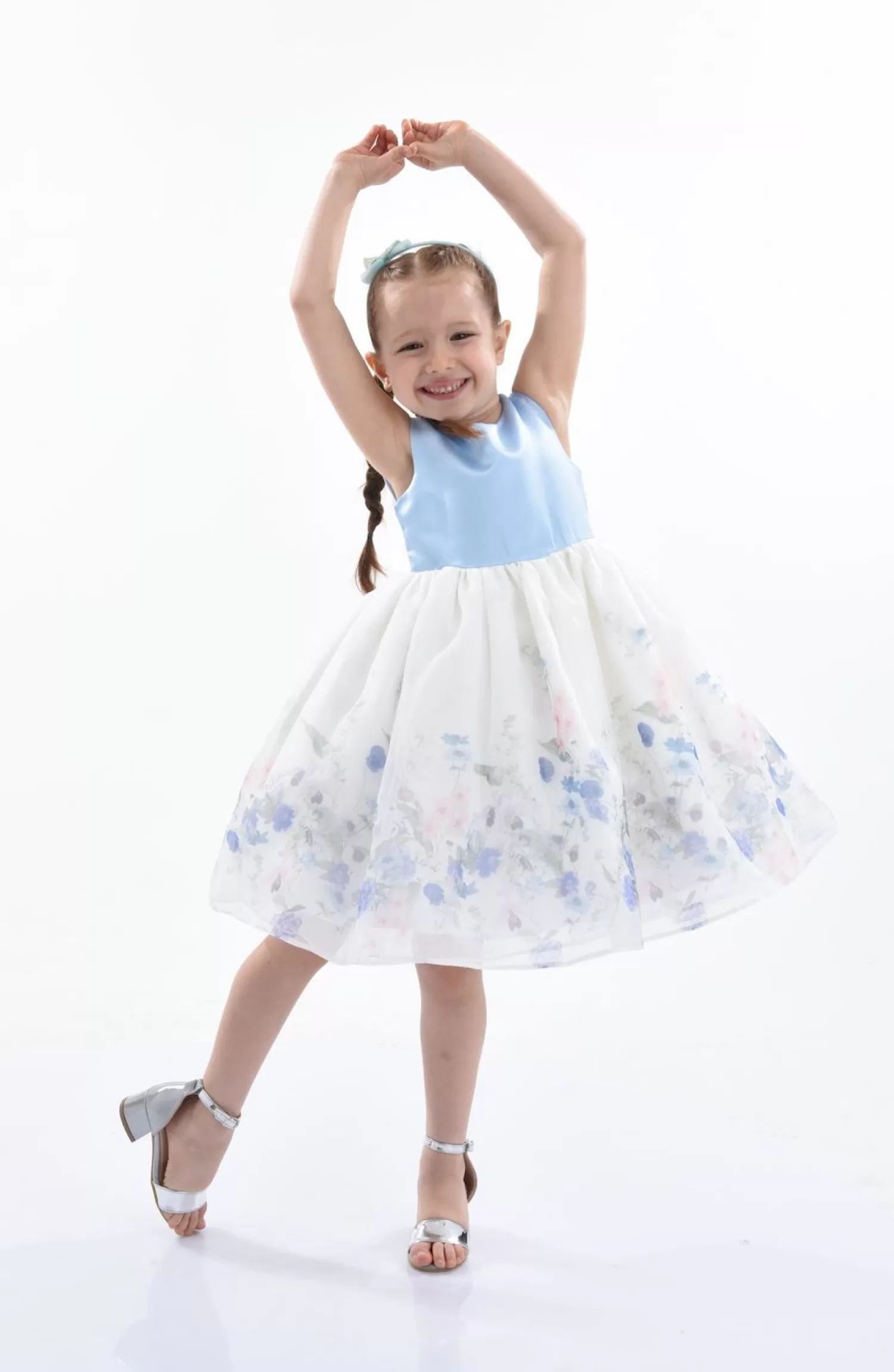 Baby^Tulleen Mabel Floral Garden Organza Dress Blue