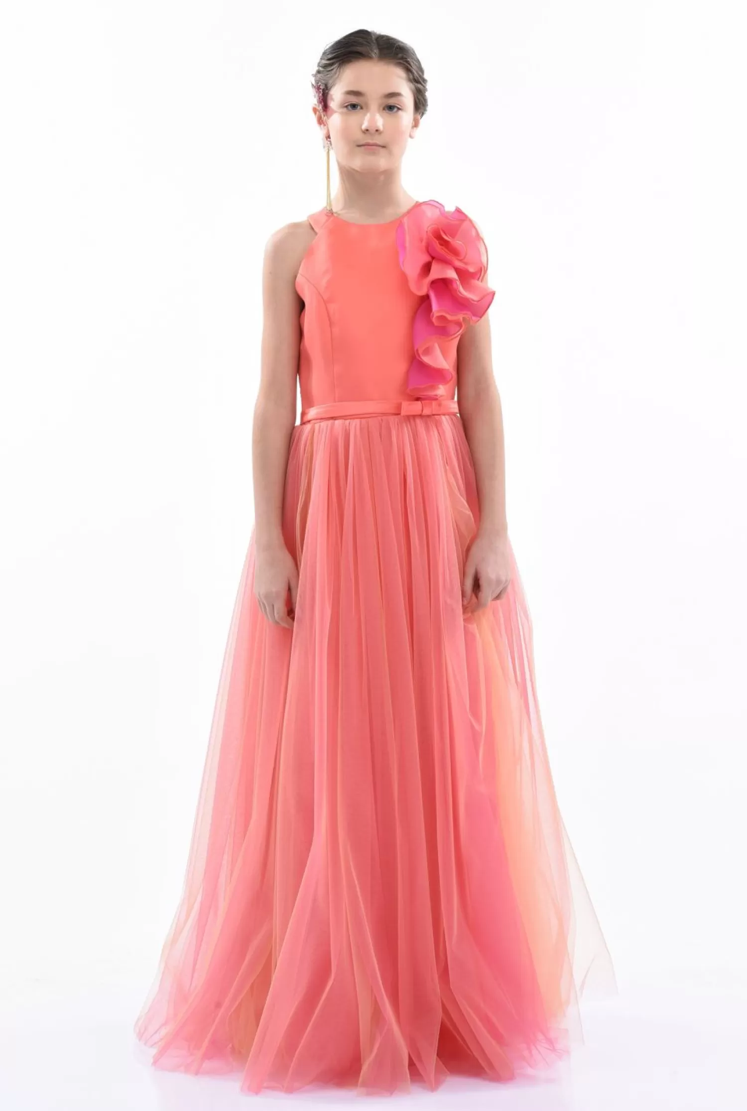 Dresses^Tulleen Malaga Halter Ruffle Gown Orange