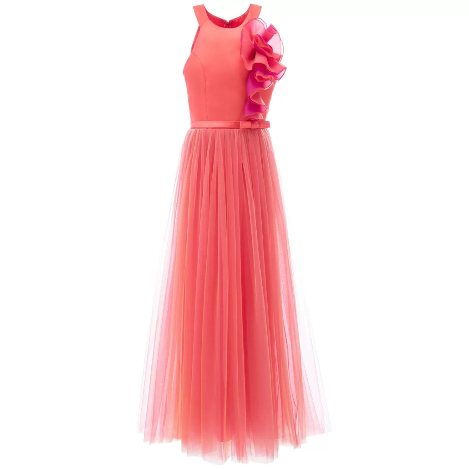 Dresses^Tulleen Malaga Halter Ruffle Gown Orange