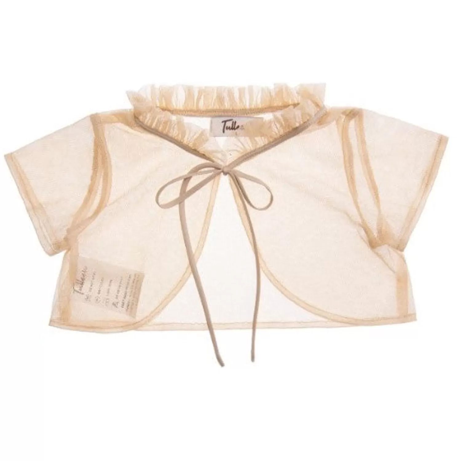 Accessories^Tulleen Mesh Ruffle Cardigan Gold