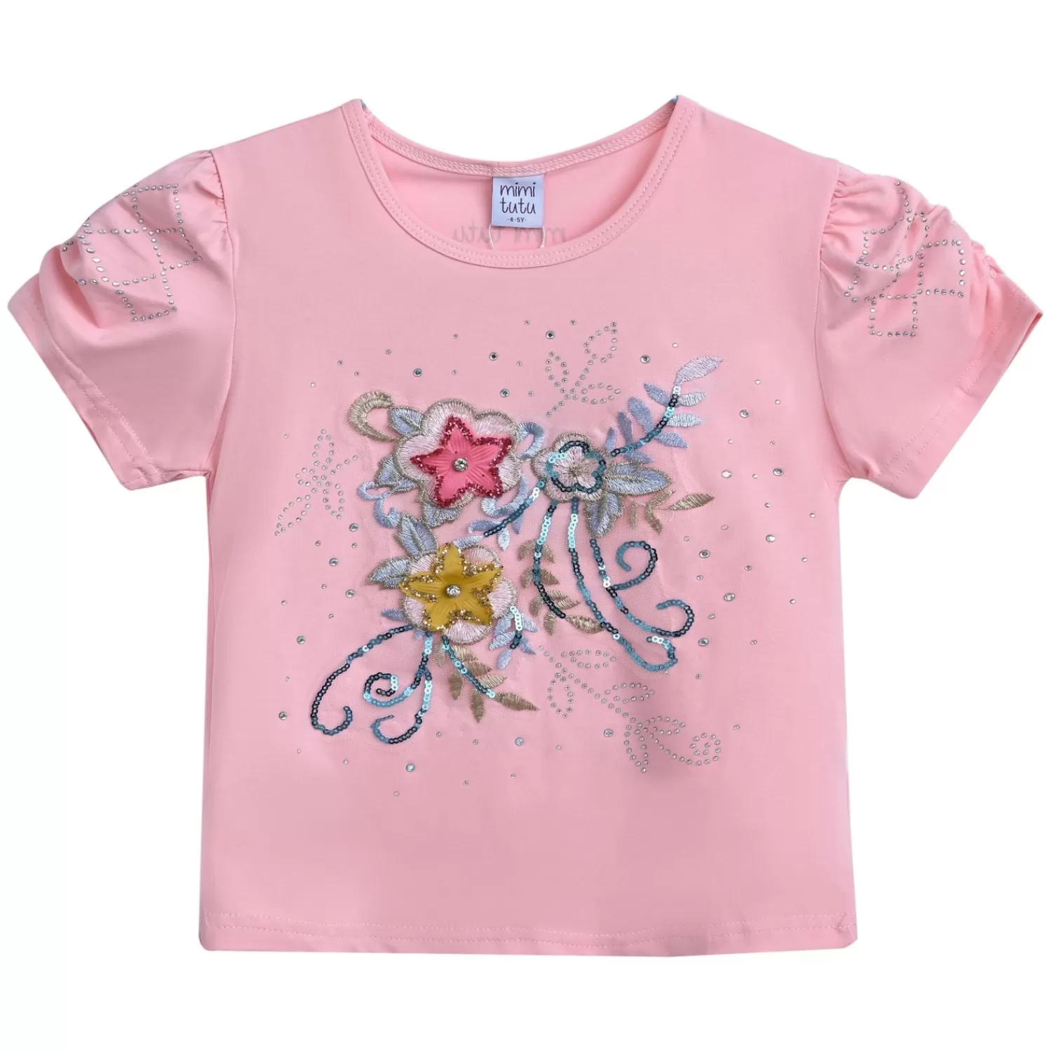 T-Shirts^Mimi Tutu -Mt4201-Flowers-Pink-T-Shirt