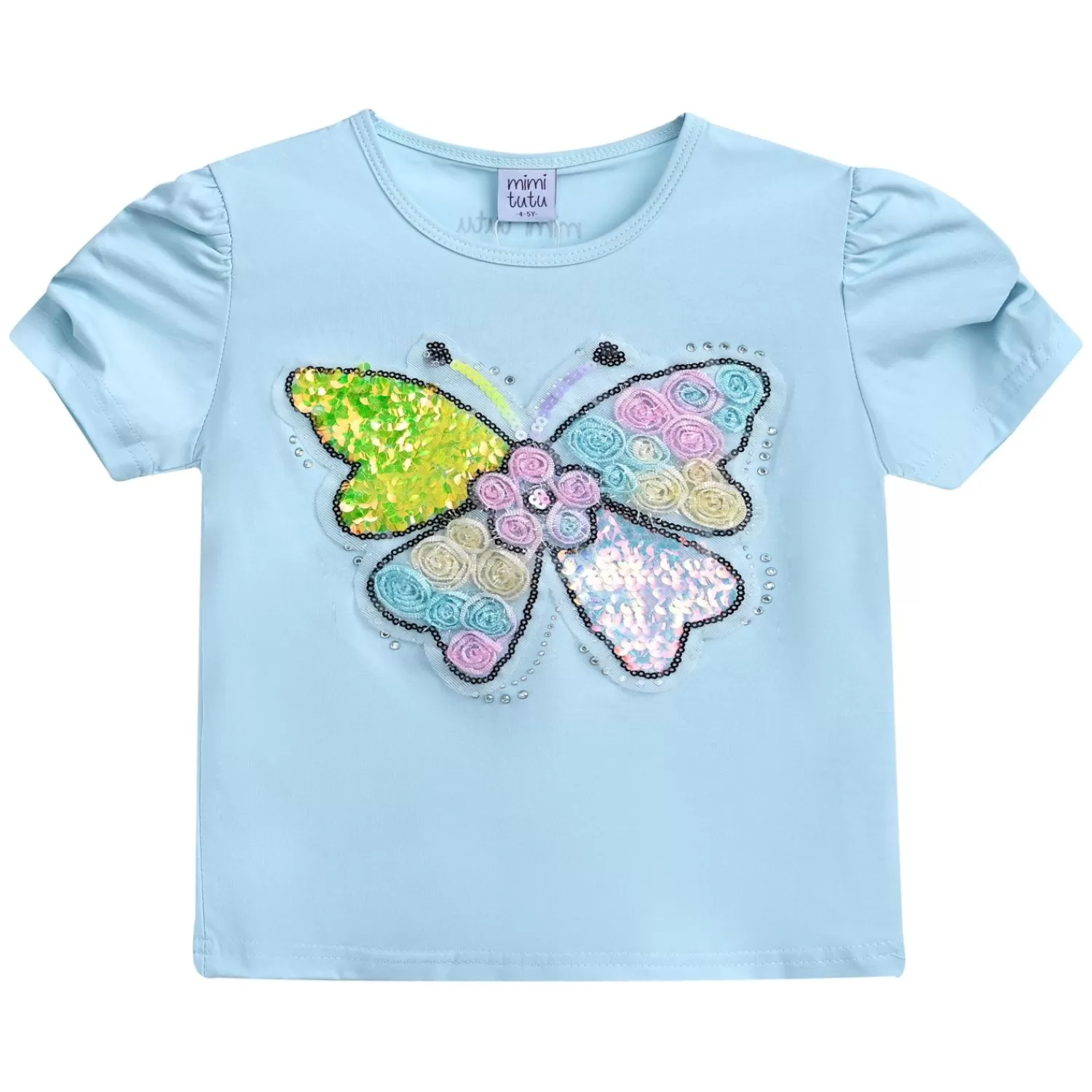 T-Shirts^Mimi Tutu -Mt4203-Butterfly-Powder Blue-T-Shirt