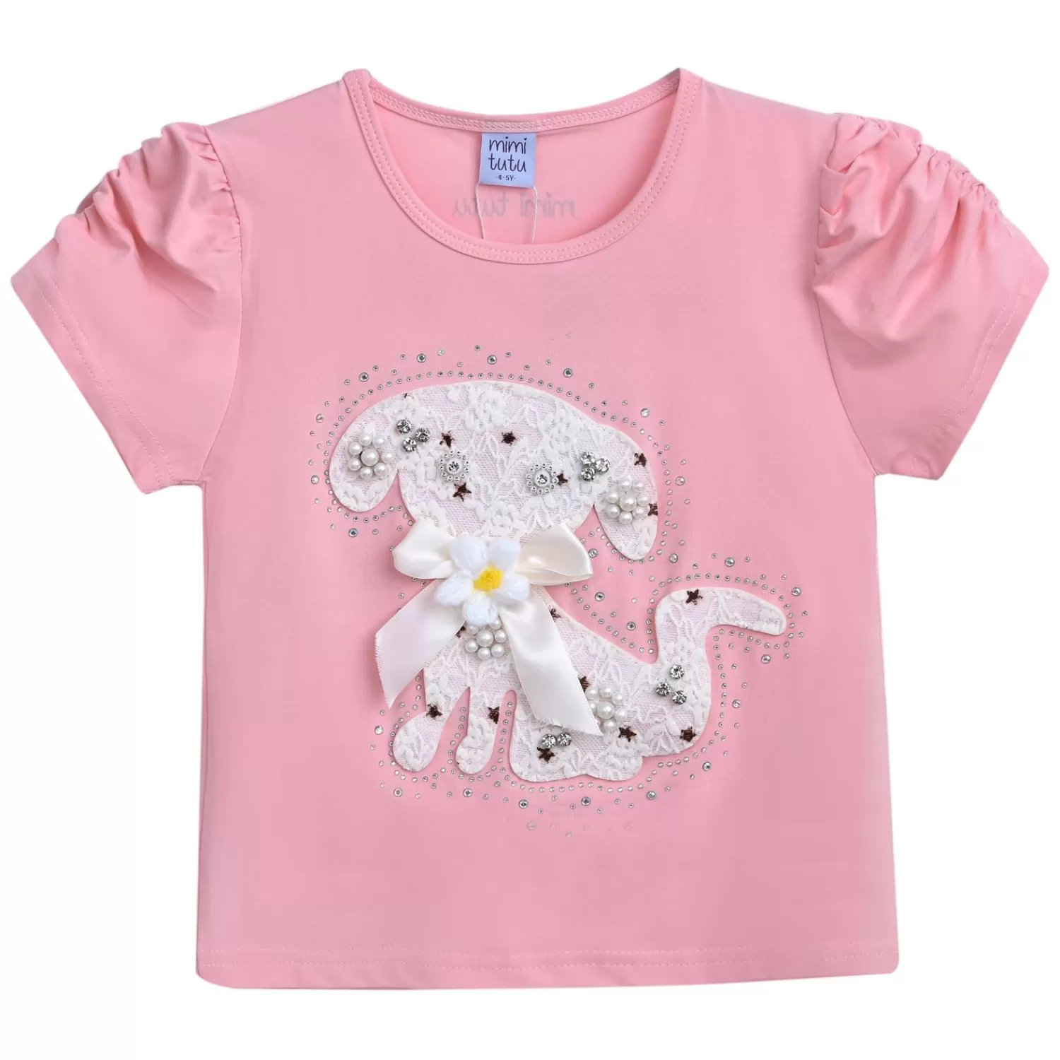 T-Shirts^Mimi Tutu -Mt4204-Puppy-Powder Pink-T-Shirt