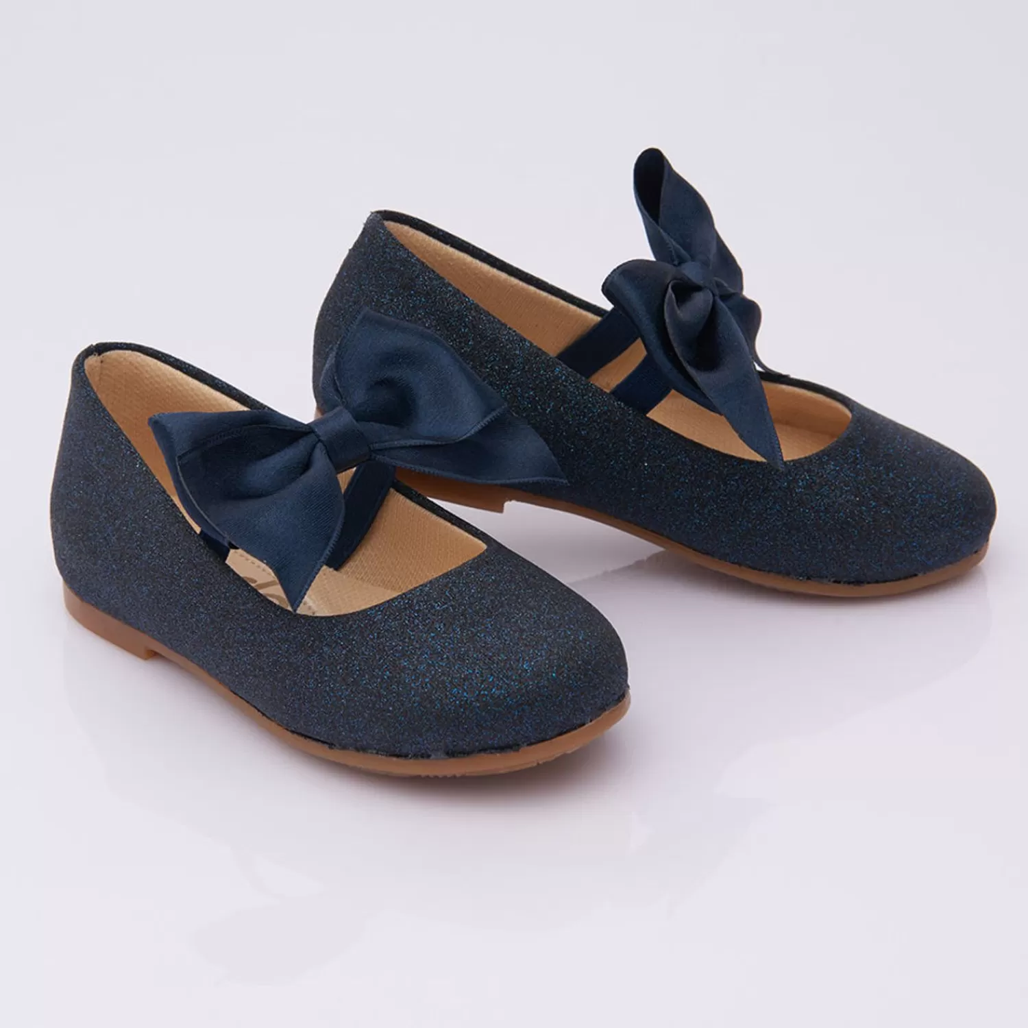 Shoes^Perla Navy Glitter Elastic Bow Flats Blue