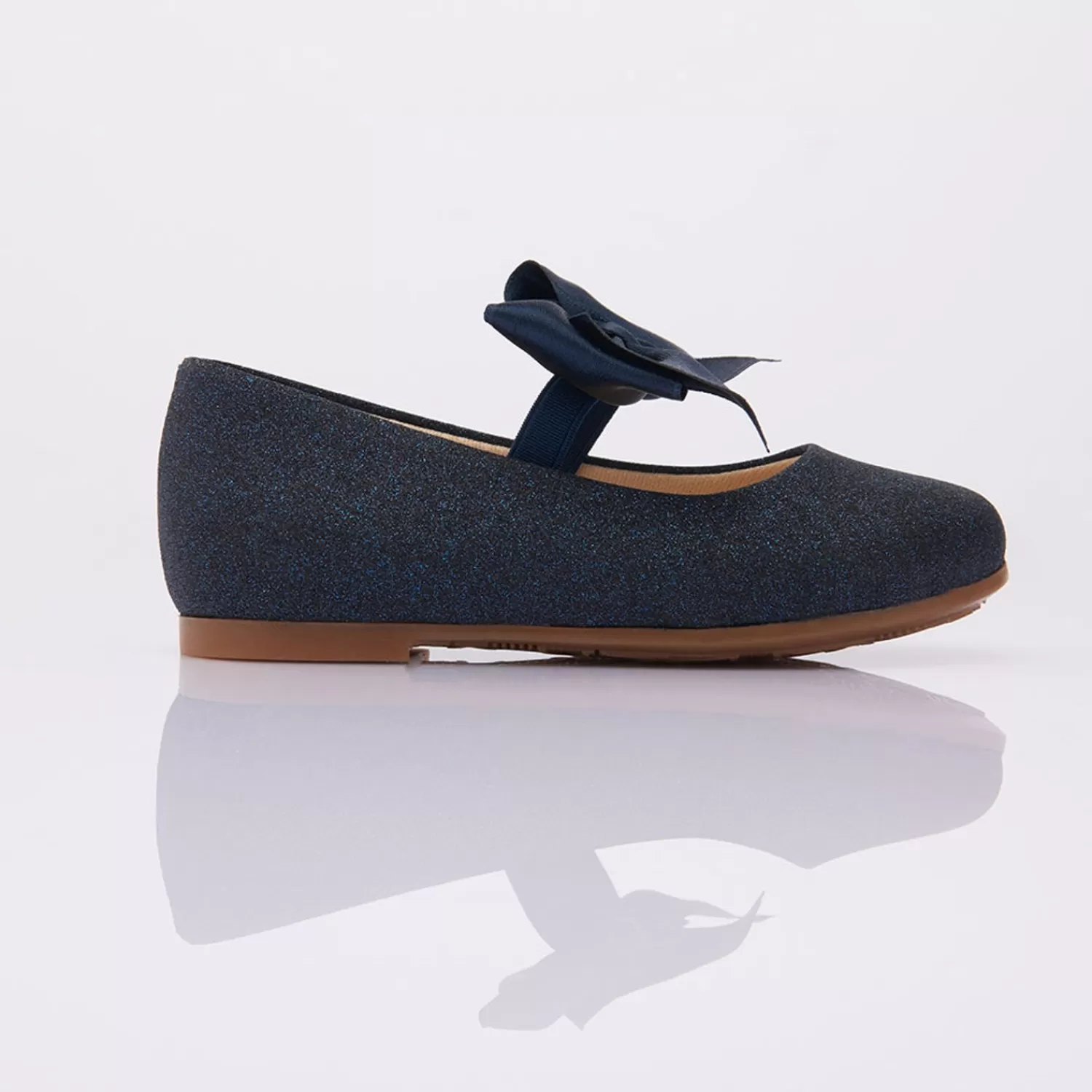 Shoes^Perla Navy Glitter Elastic Bow Flats Blue