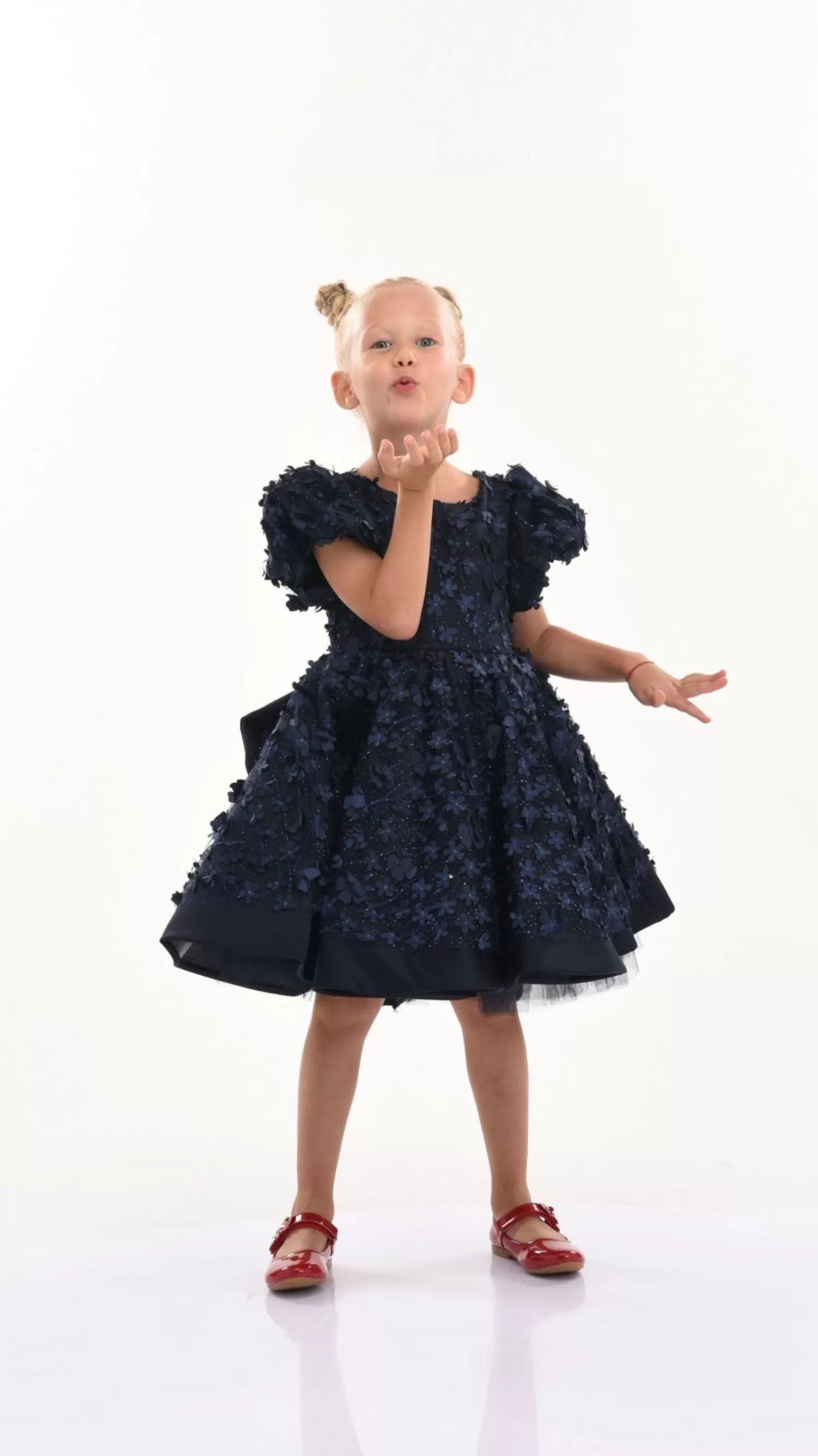 Dresses^Tulleen Navy Moneta Floral Bow Dress Blue