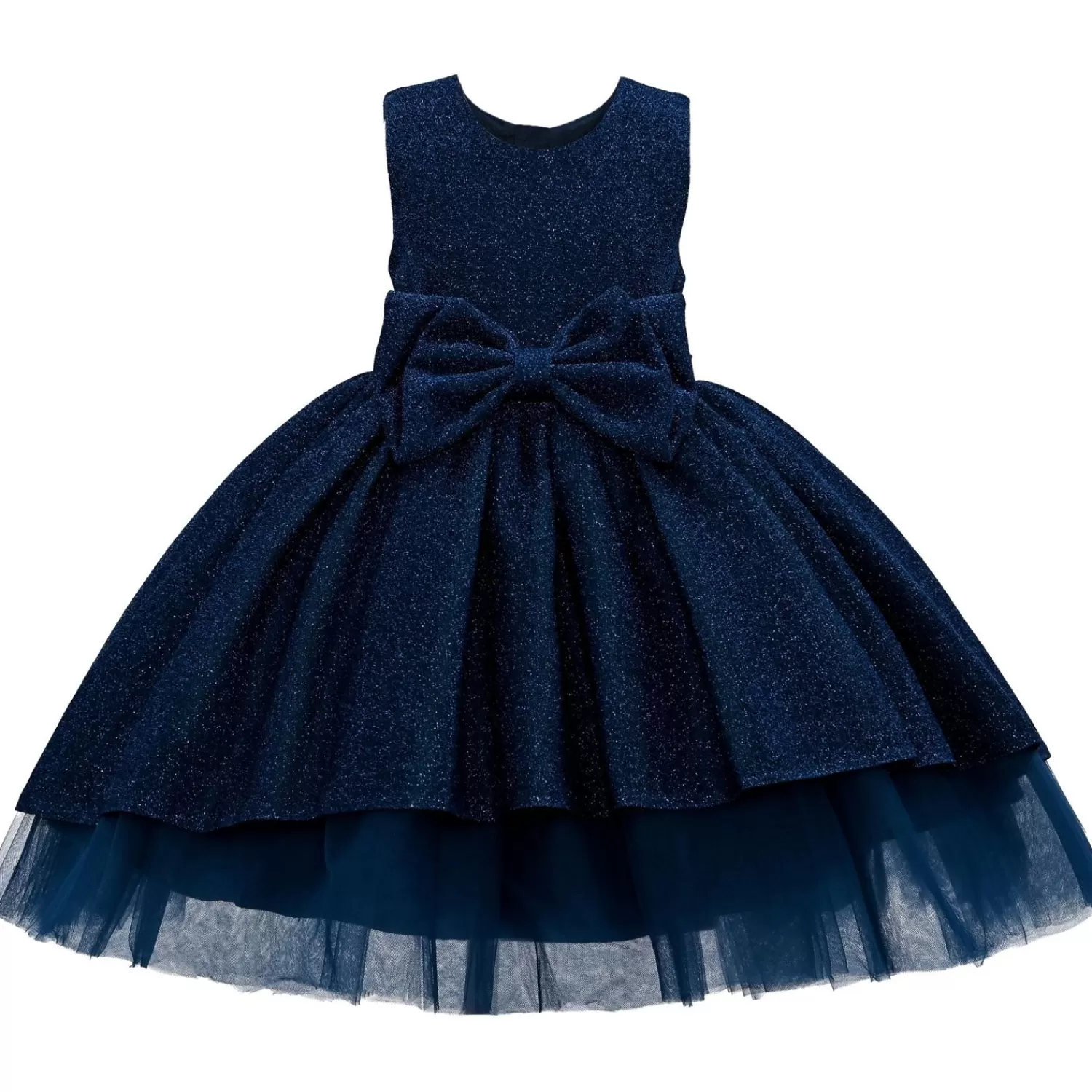 Dresses^Tulleen Navy Sapphire Sarita Glitter Double Bow Dress Blue