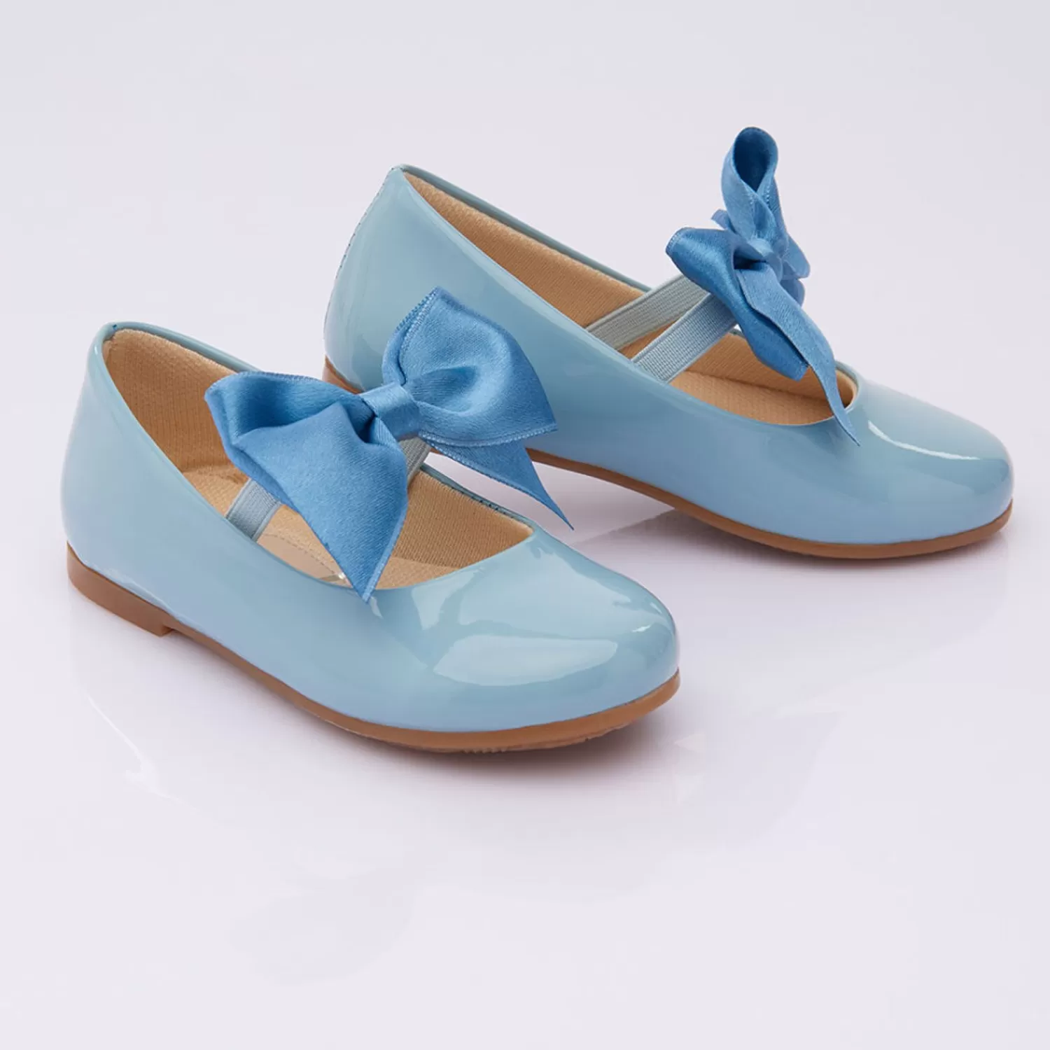 Shoes^Perla Patent Elastic Bow Flats Blue