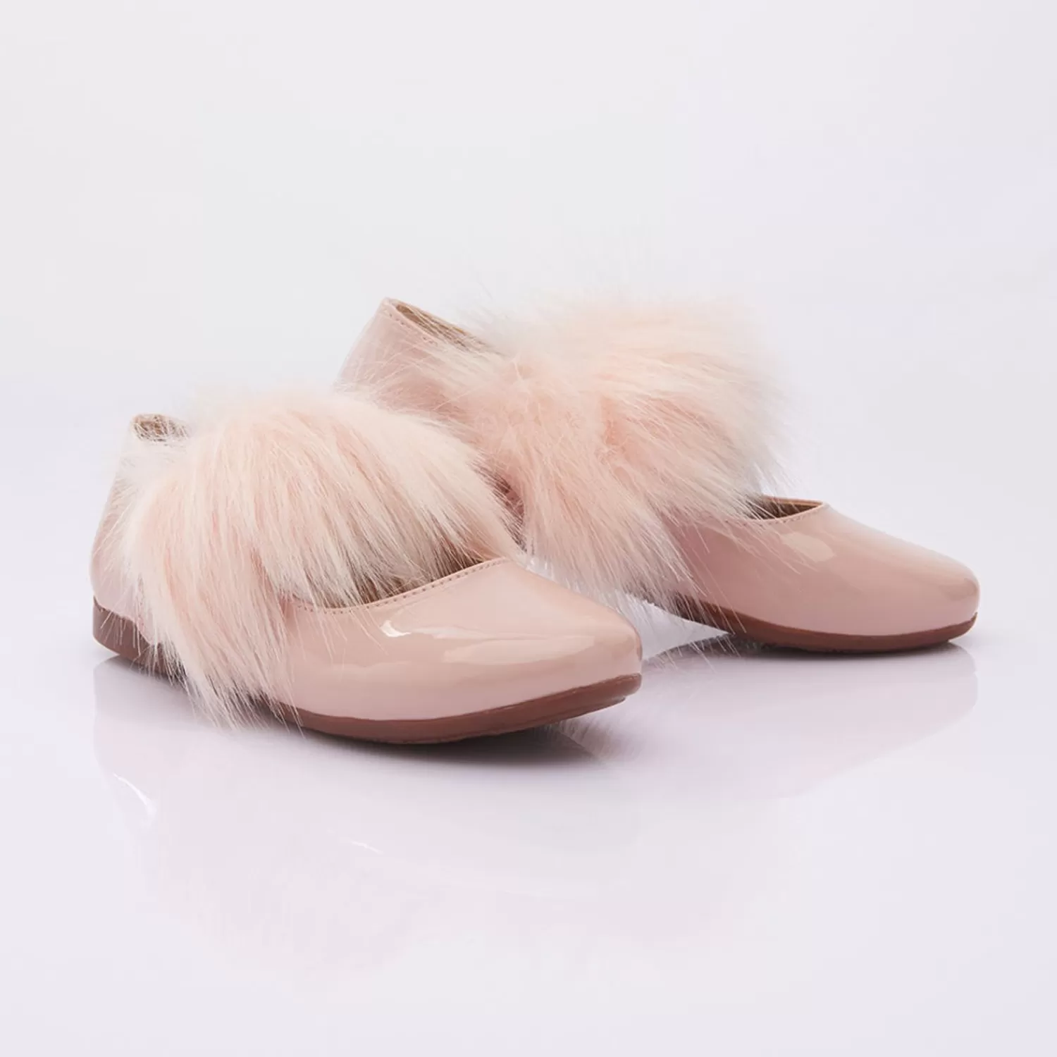 Shoes^Perla Patent Fur Strap Flats Pink