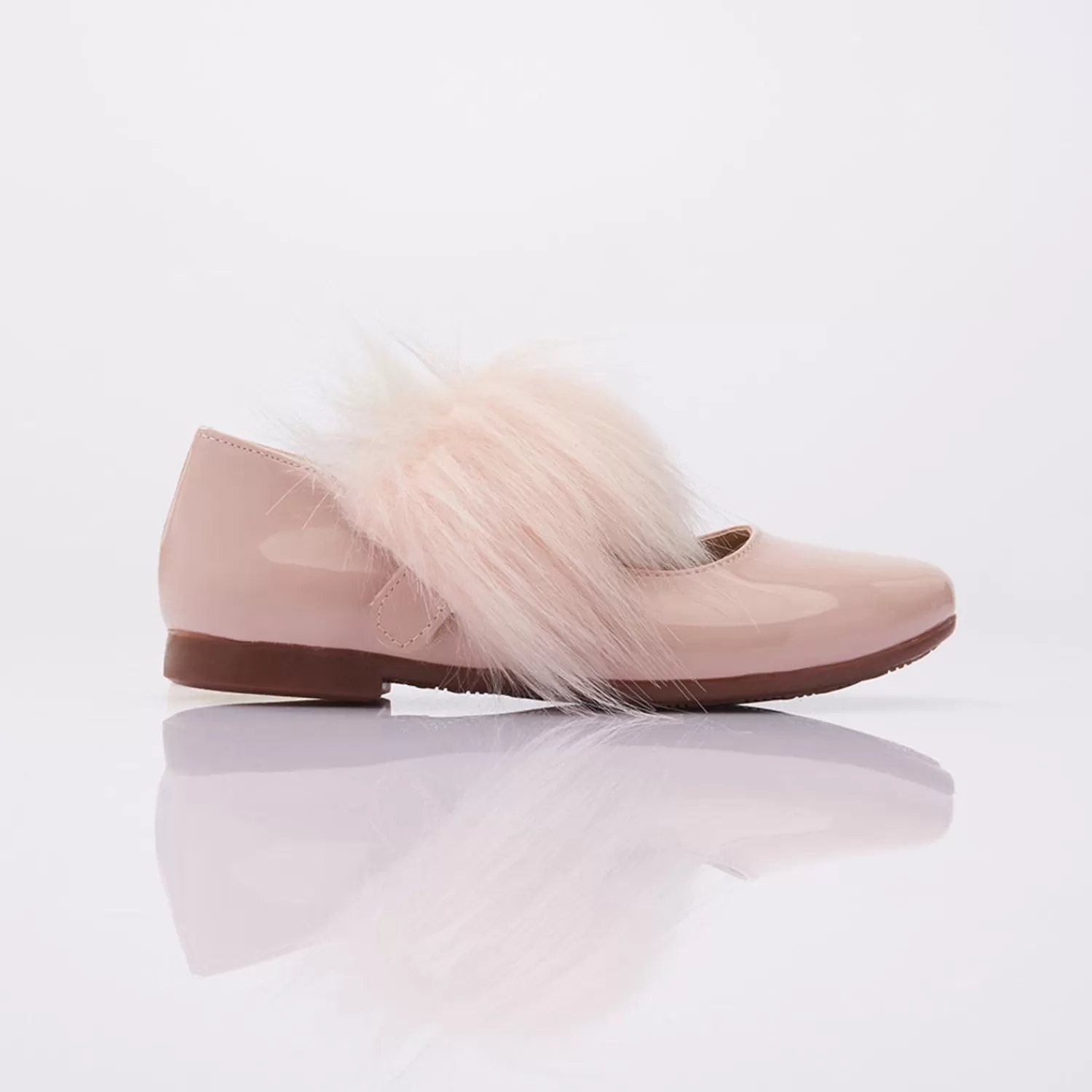 Shoes^Perla Patent Fur Strap Flats Pink