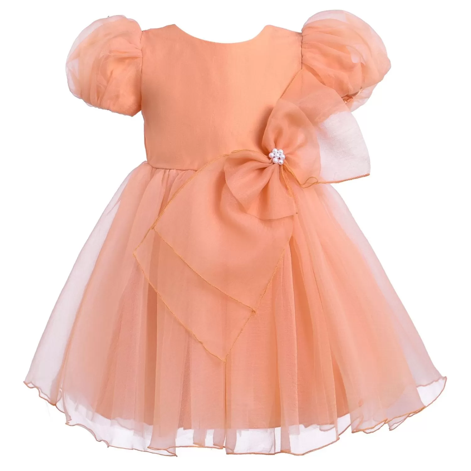 Dresses^Tulleen Peach Bow Organza Dress Orange