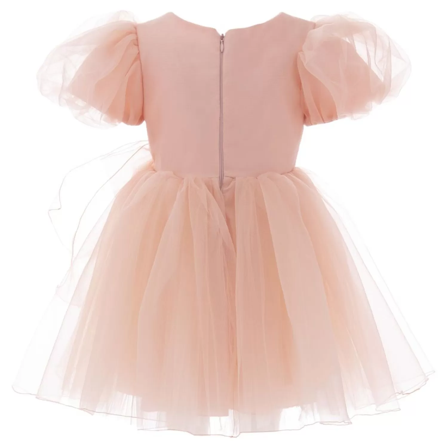 Baby^Tulleen Peach Bow Organza Dress Pink