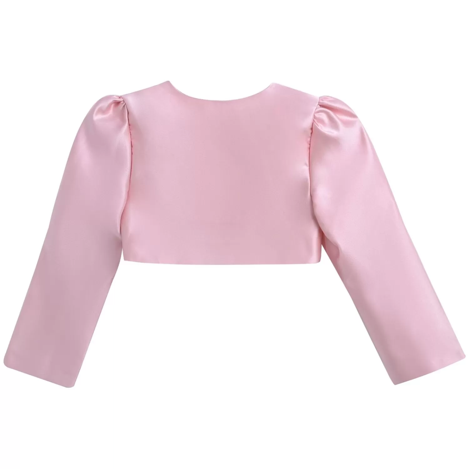 Accessories^Tulleen Peach Cropped Satin Cardigan Pink