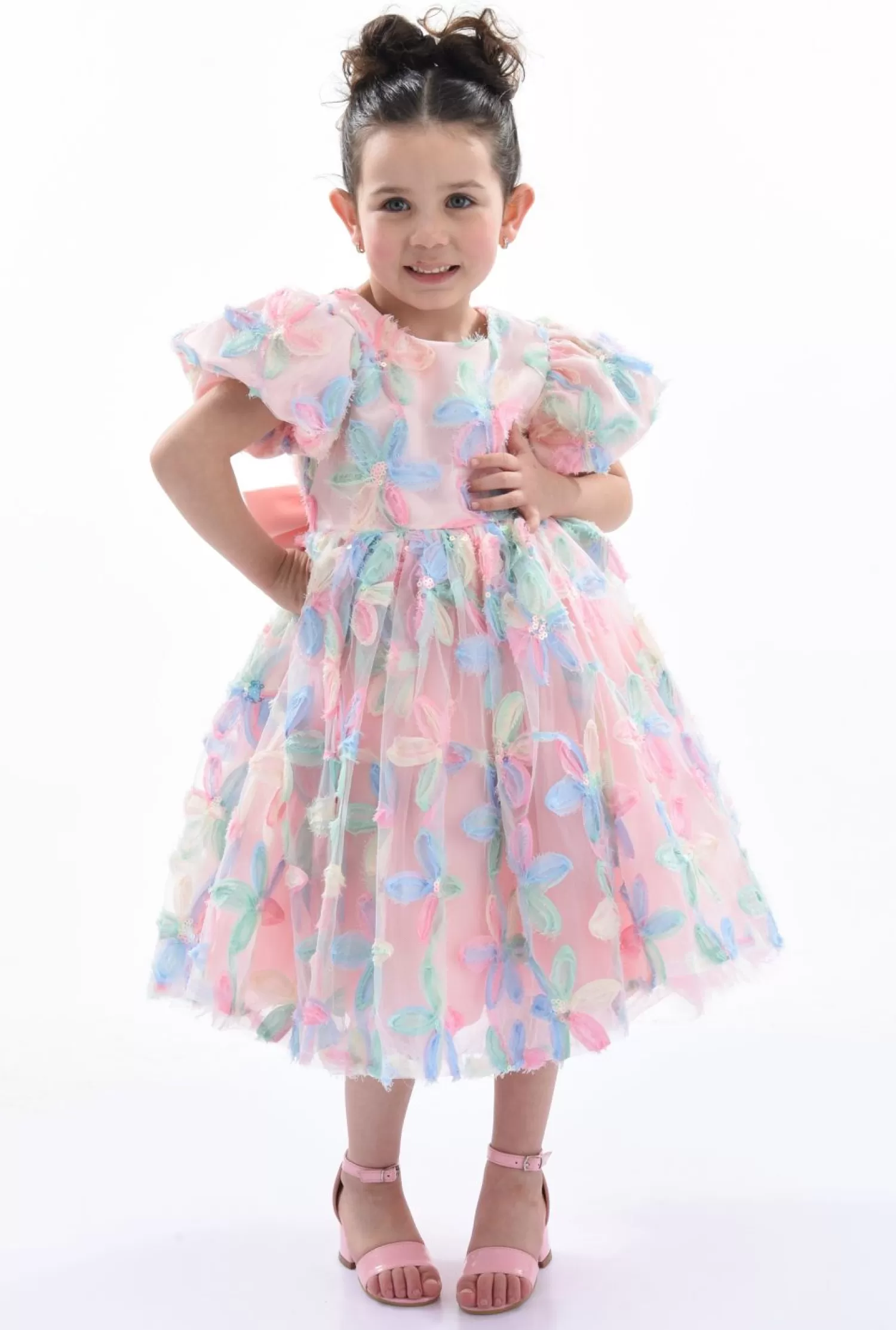 Baby^Mimi Tutu Peach Daisy Party Dress Pink