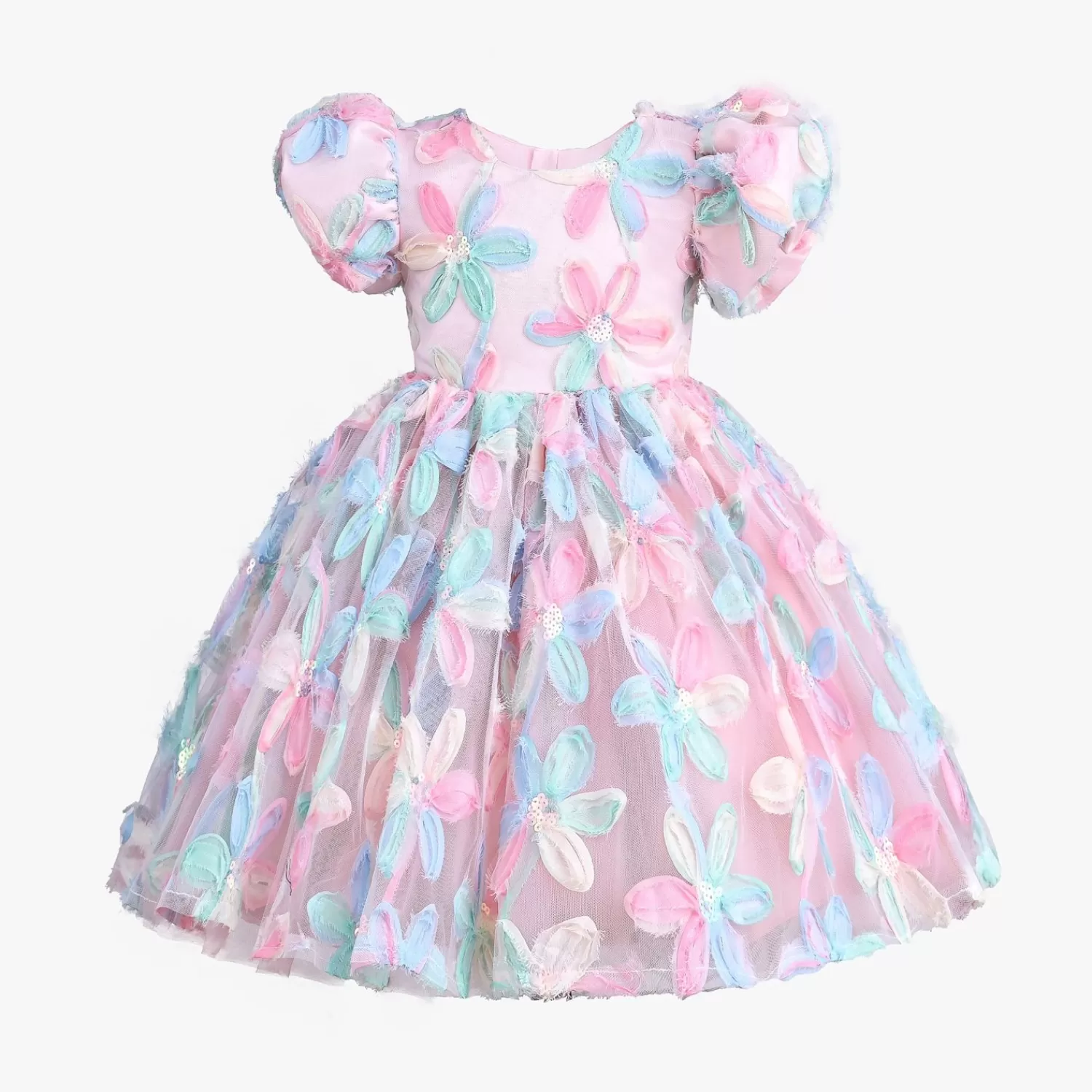 Baby^Mimi Tutu Peach Daisy Party Dress Pink