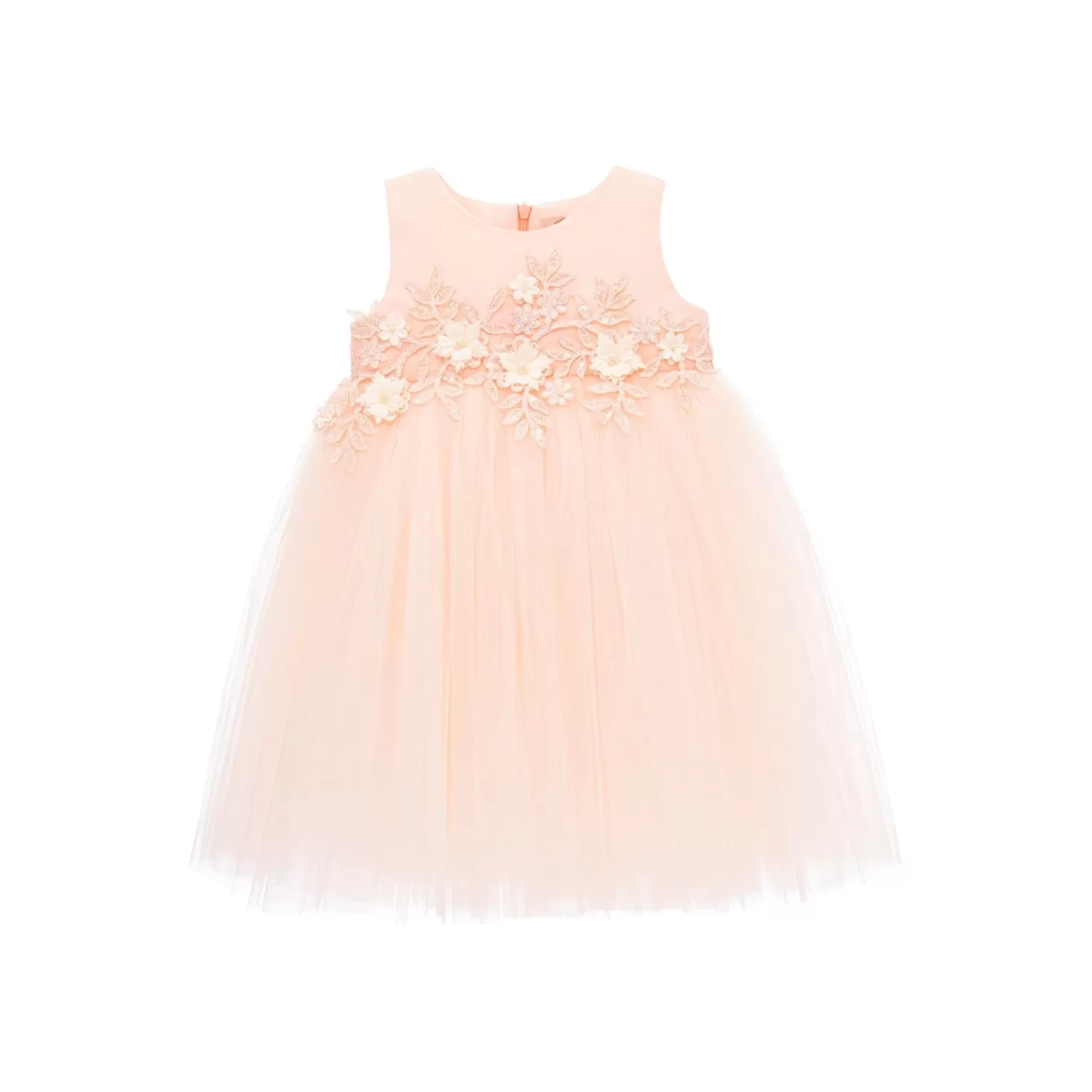 Dresses^Tulleen Peach Sleeveless Floral Tulle Dress Pink