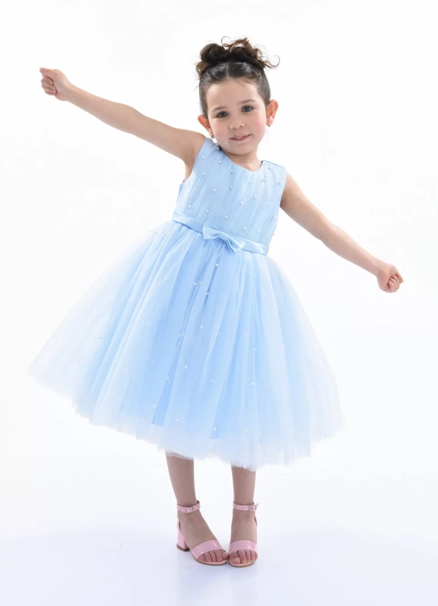 Dresses^Tulleen Pearl Bow Tulle Dress Blue